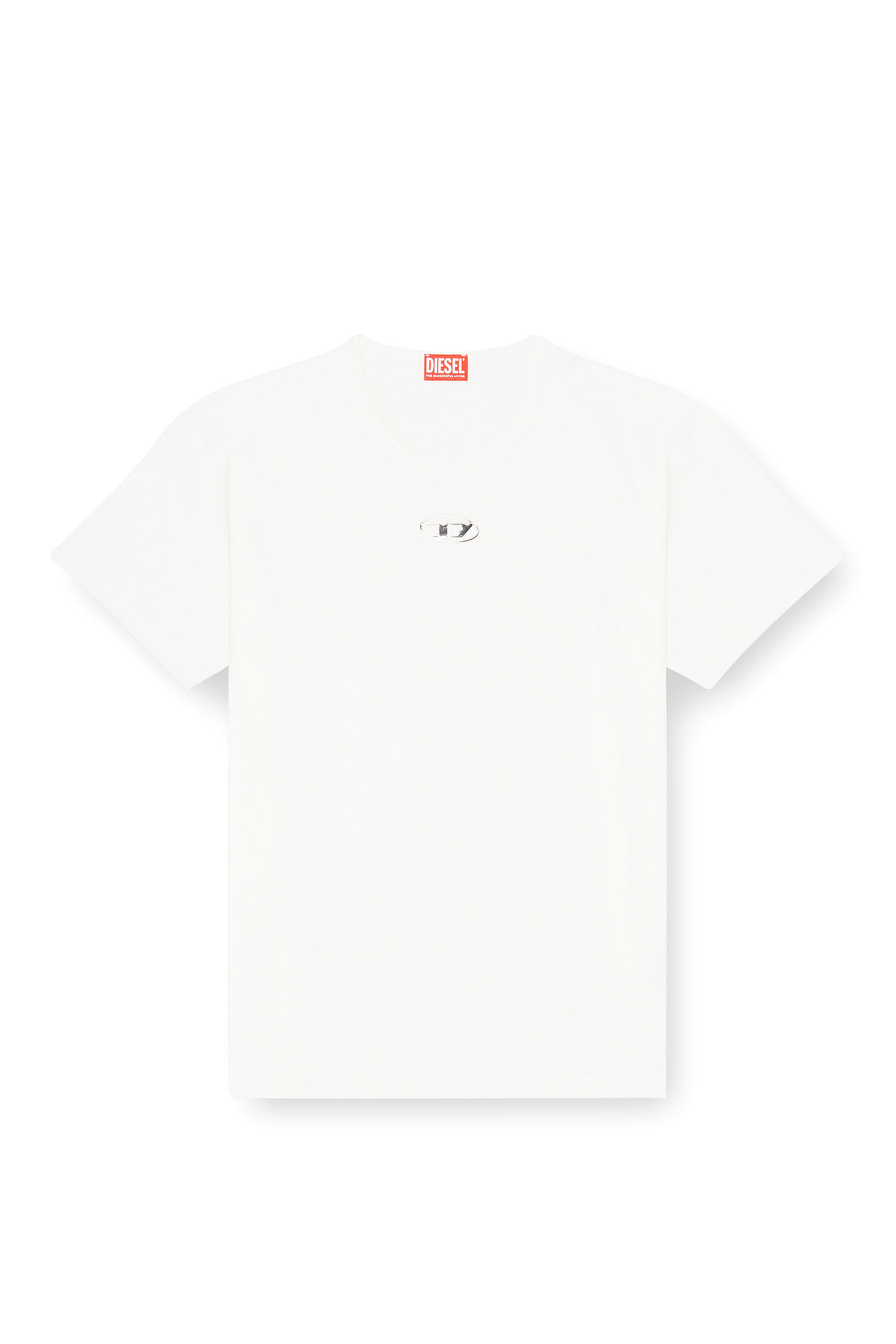 Diesel - T-NORM-IOD, Man's Light cotton T-shirt with metallic Oval D logo in White - 2