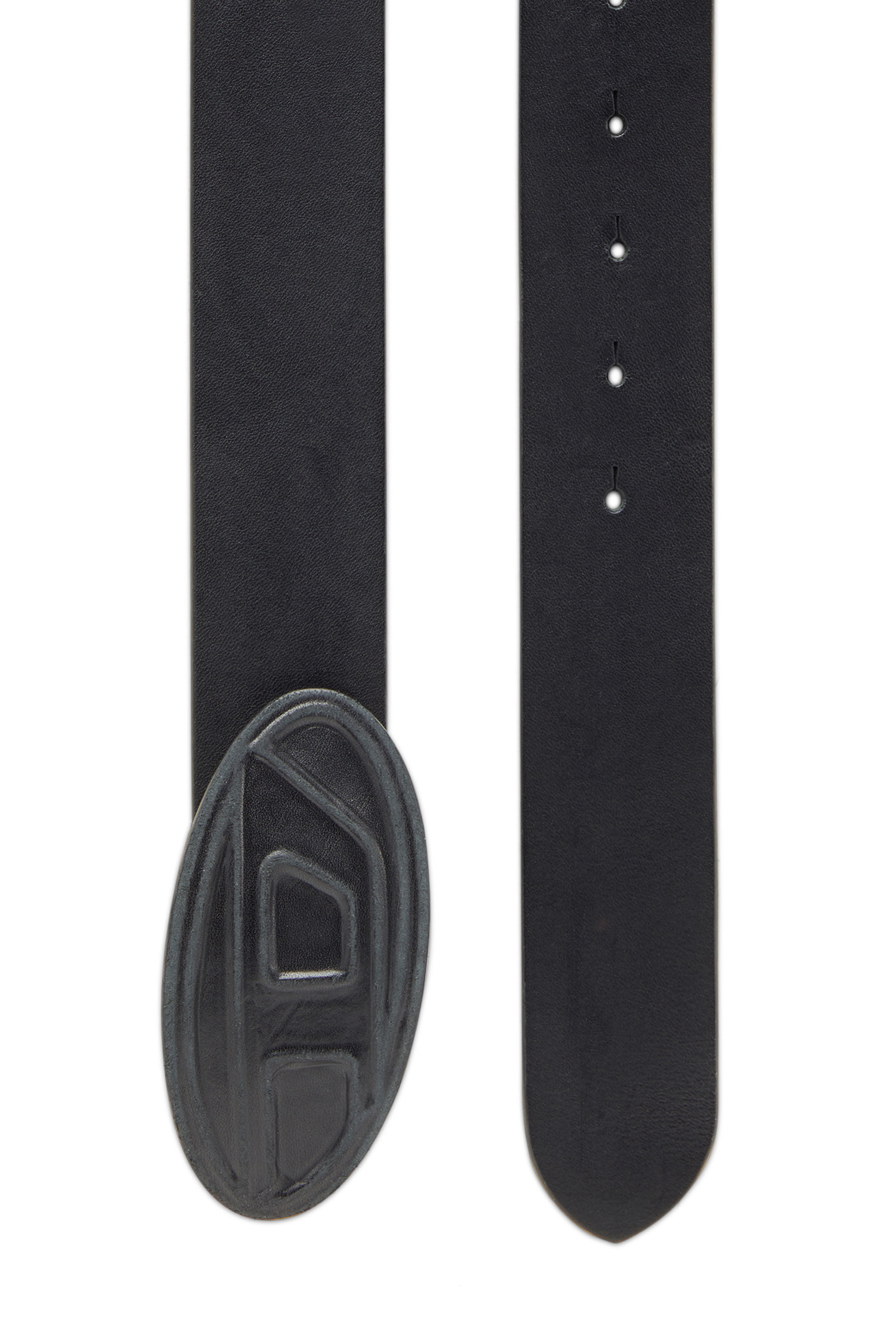 Diesel - B-1DR SCRATCH, Man Leather belt with leather 'D' buckle in Black - Image 2