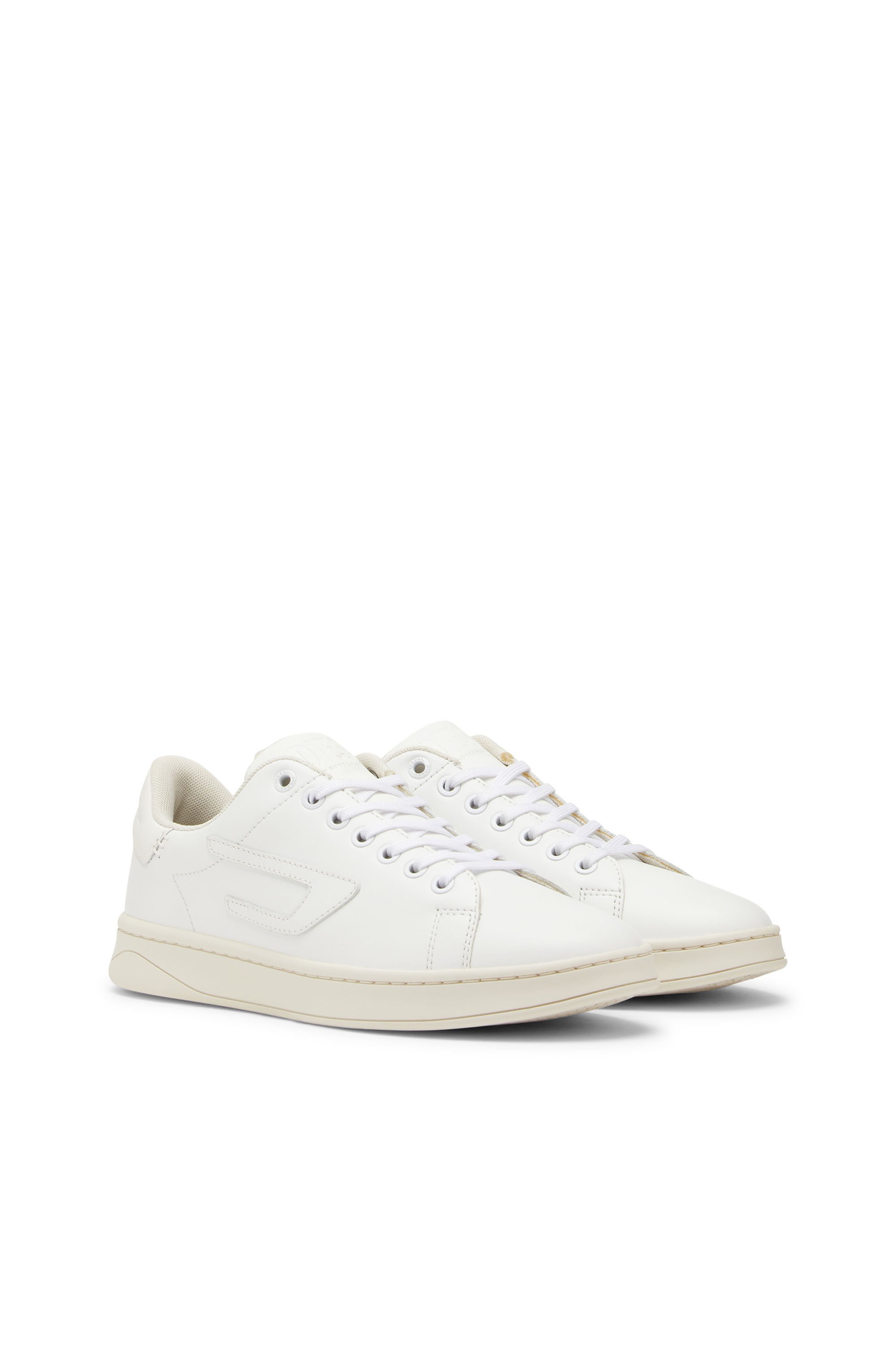 Diesel - S-ATHENE LOW W, Woman S-Athene Low-Low-top leather sneakers with D patch in White - Image 2