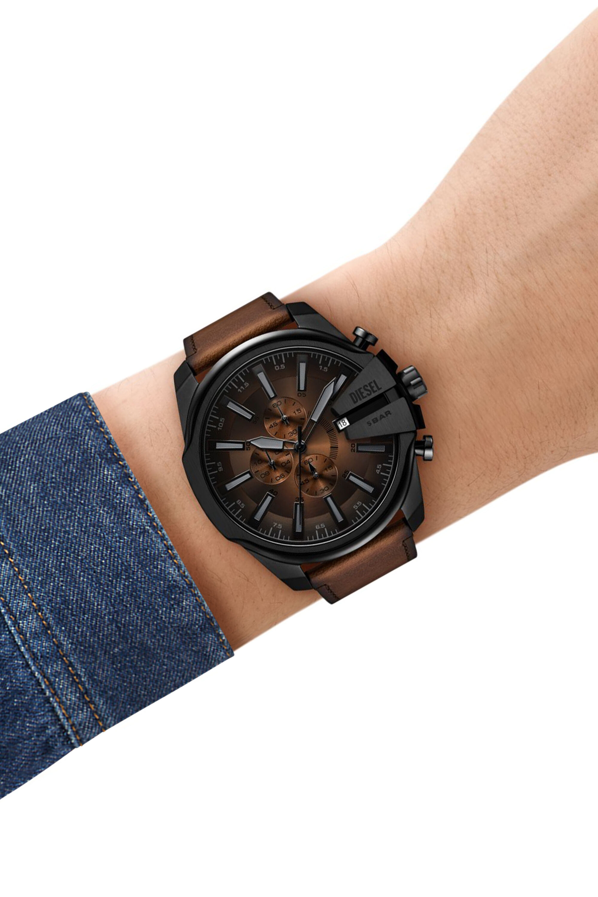 Men's Mega Chief Slim brown leather watch | Brown | Diesel MA