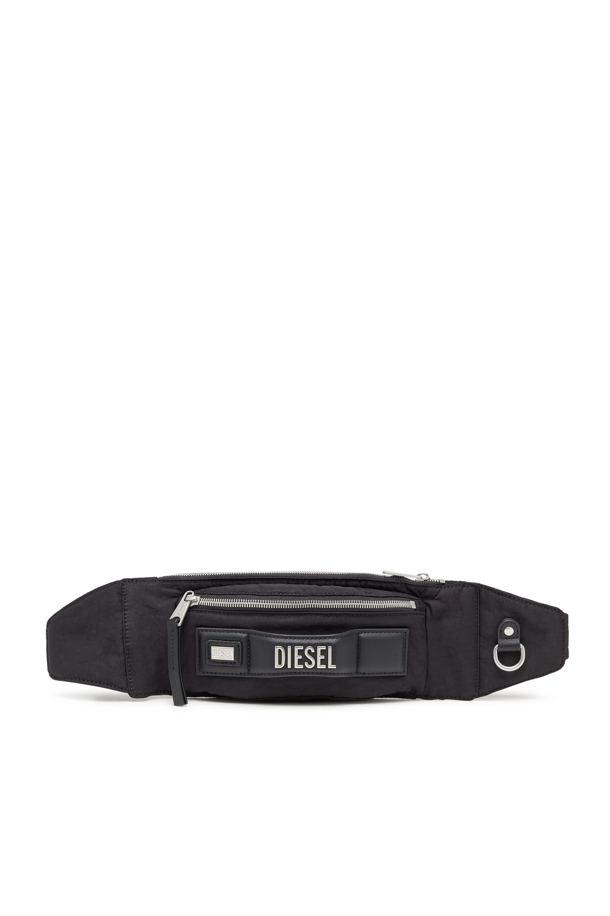 Diesel - LOGOS BELT BAG, Unisex Logos-Belt bag in recycled nylon in Black - Image 1