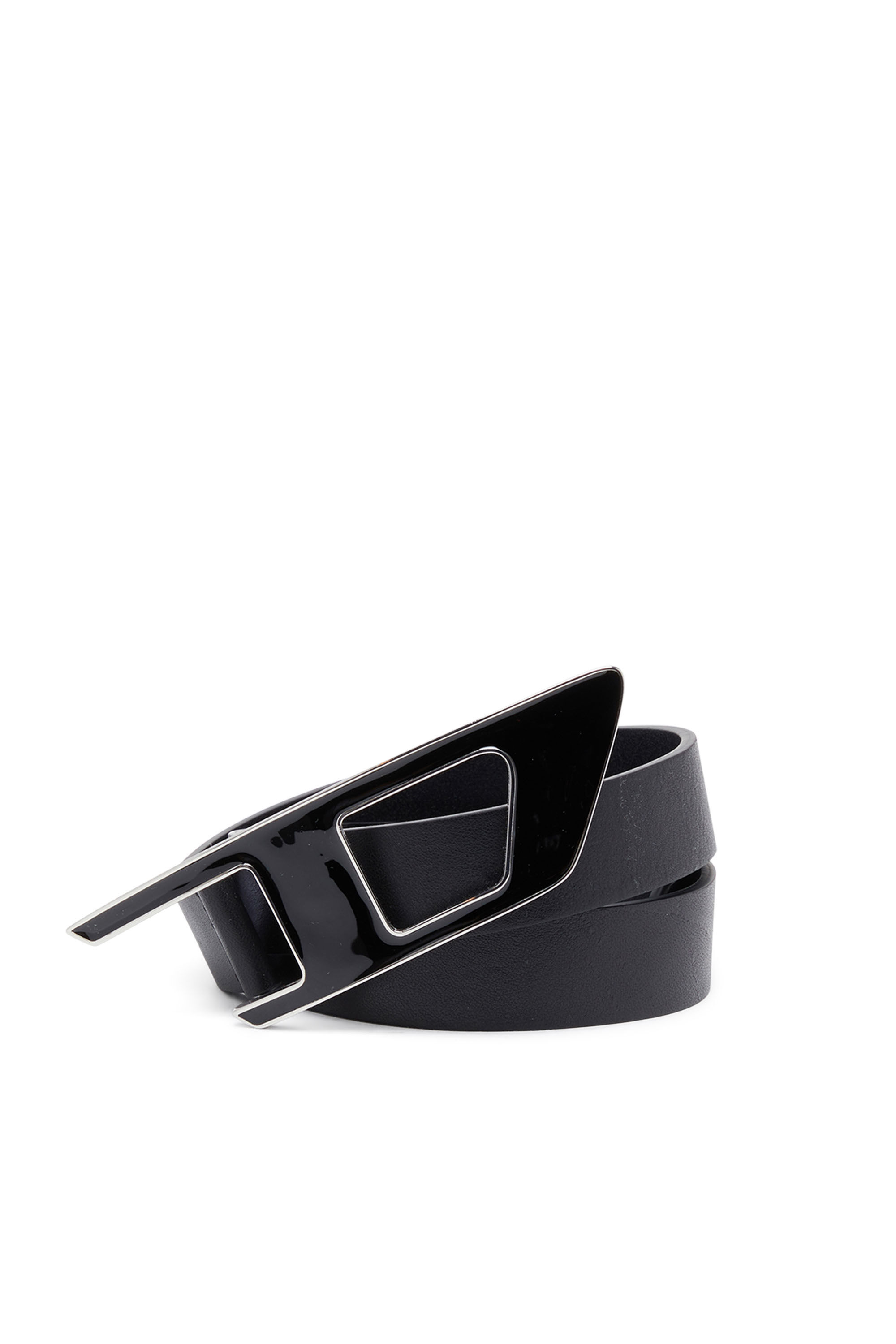 Diesel - B-DLOGO II, Woman Leather belt with enamelled D buckle in Black - Image 3