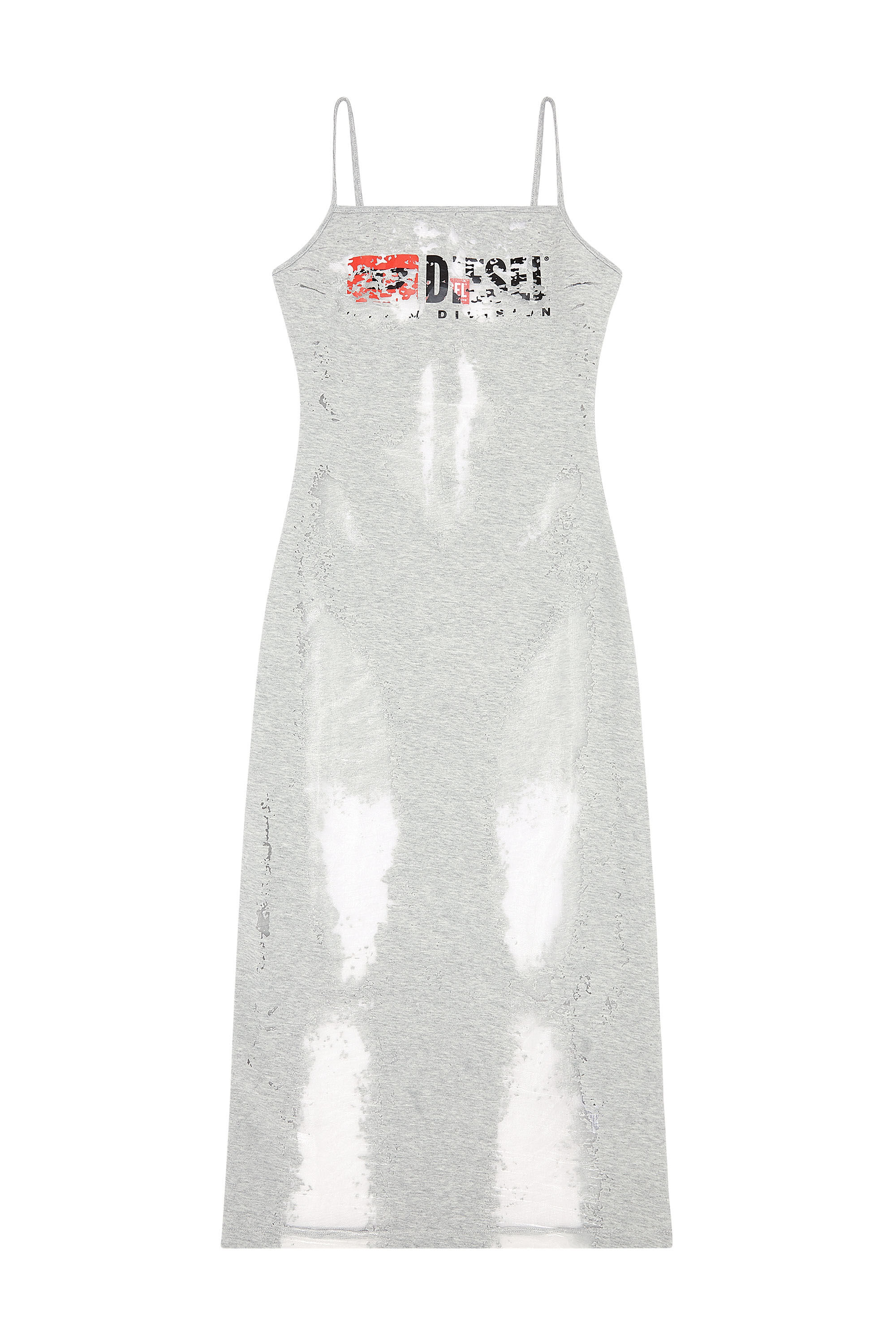 Diesel - D-HOPER-DEVO, Woman Jersey dress with see-through effect in Grey - Image 2