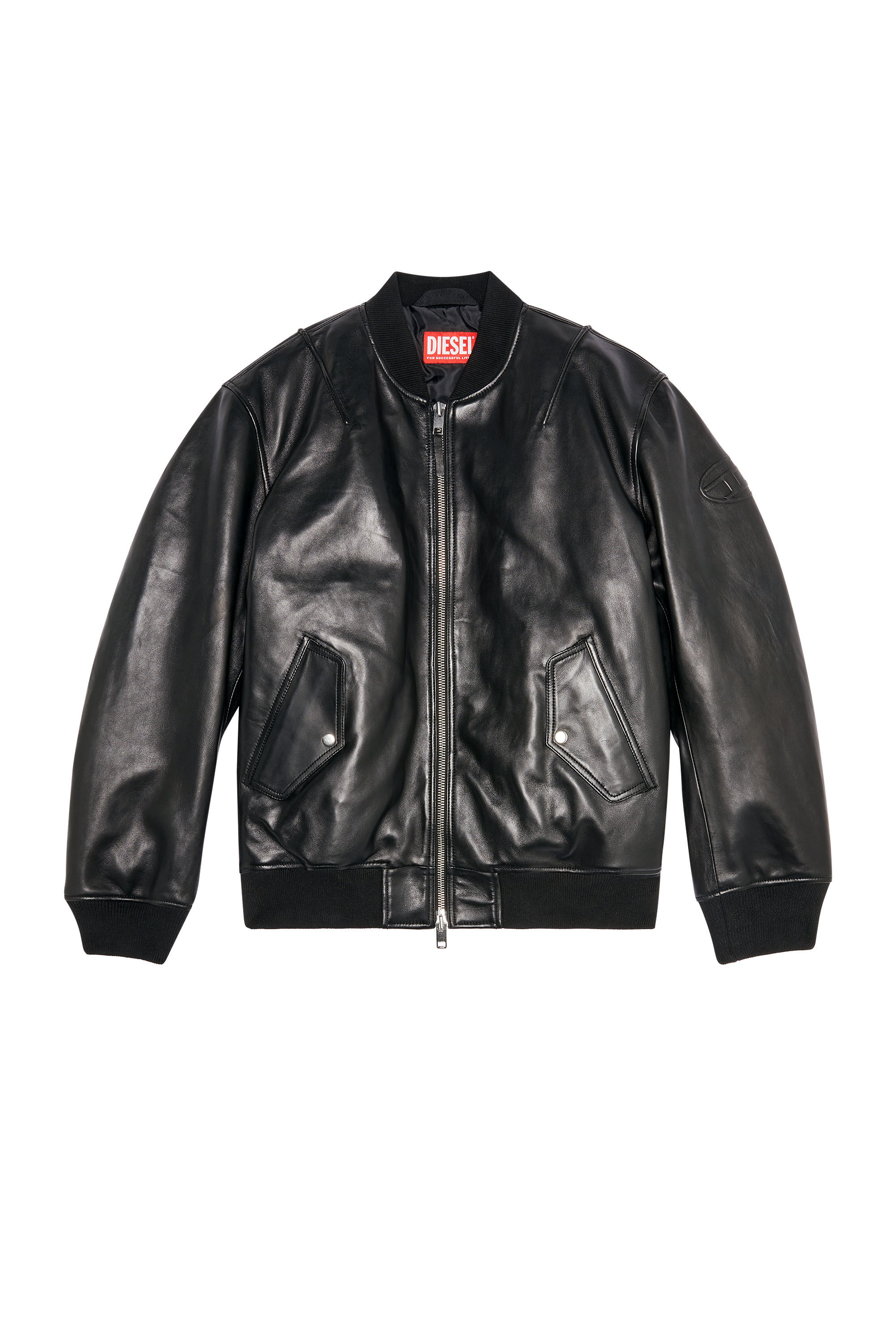 Diesel - L-PRITTS, Man Padded jacket in tumbled leather in Black - Image 2