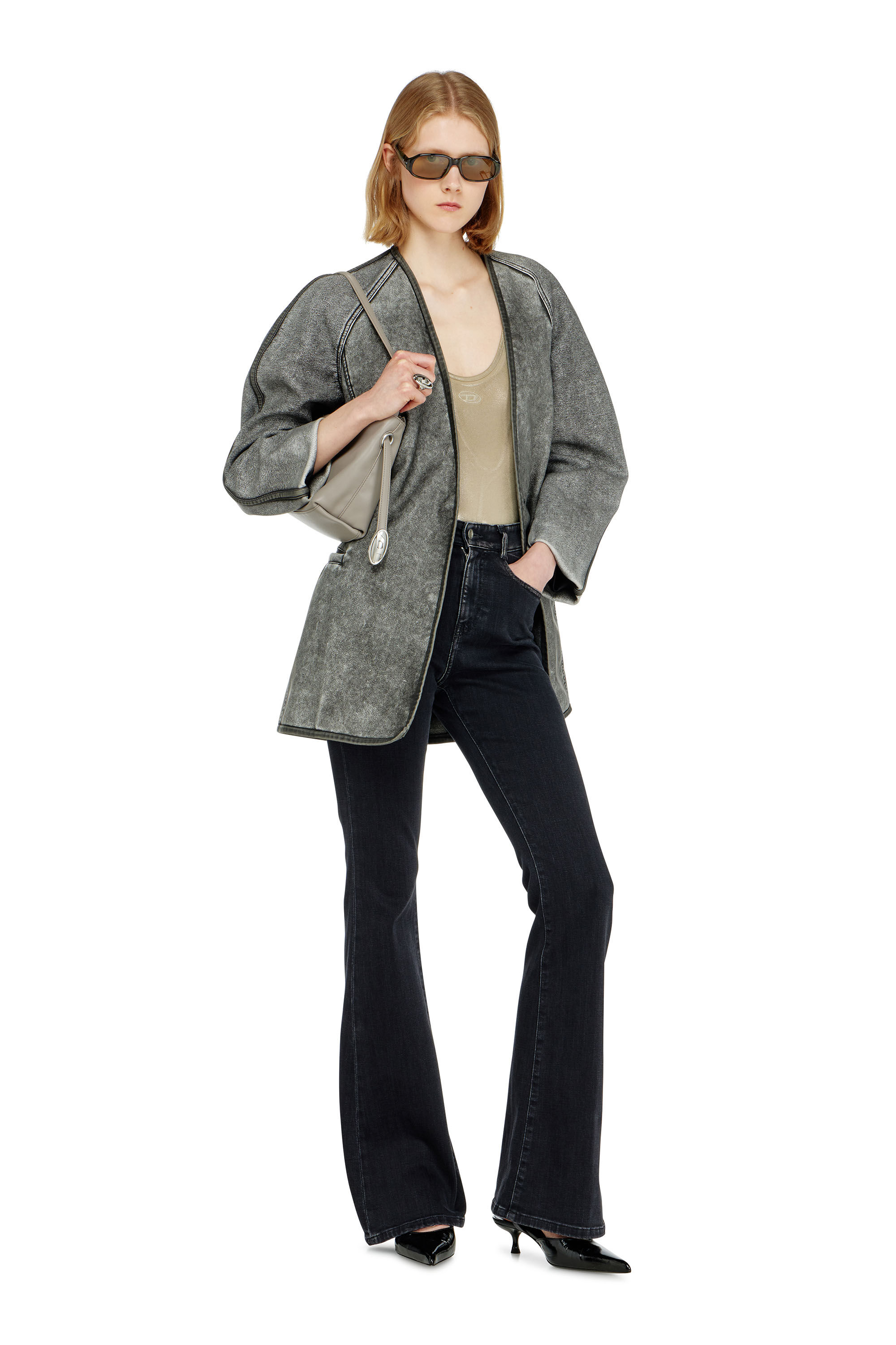 Diesel - G-ALAX, Woman's Cardigan jacket with cocoon sleeves in Grey - 1