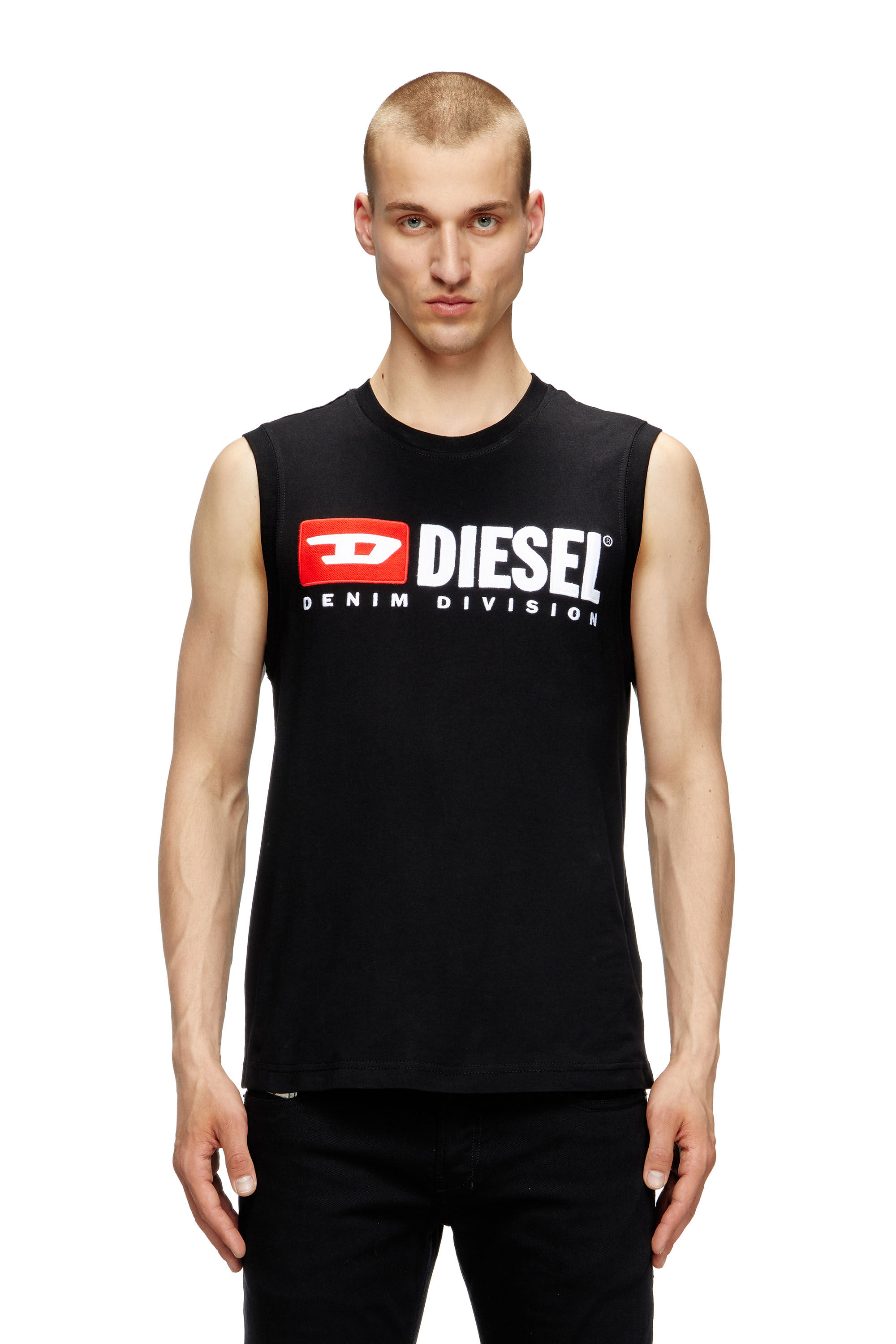 Diesel - T-ISCO-DIV, Man's Tank top with chest logo print in Black - 3
