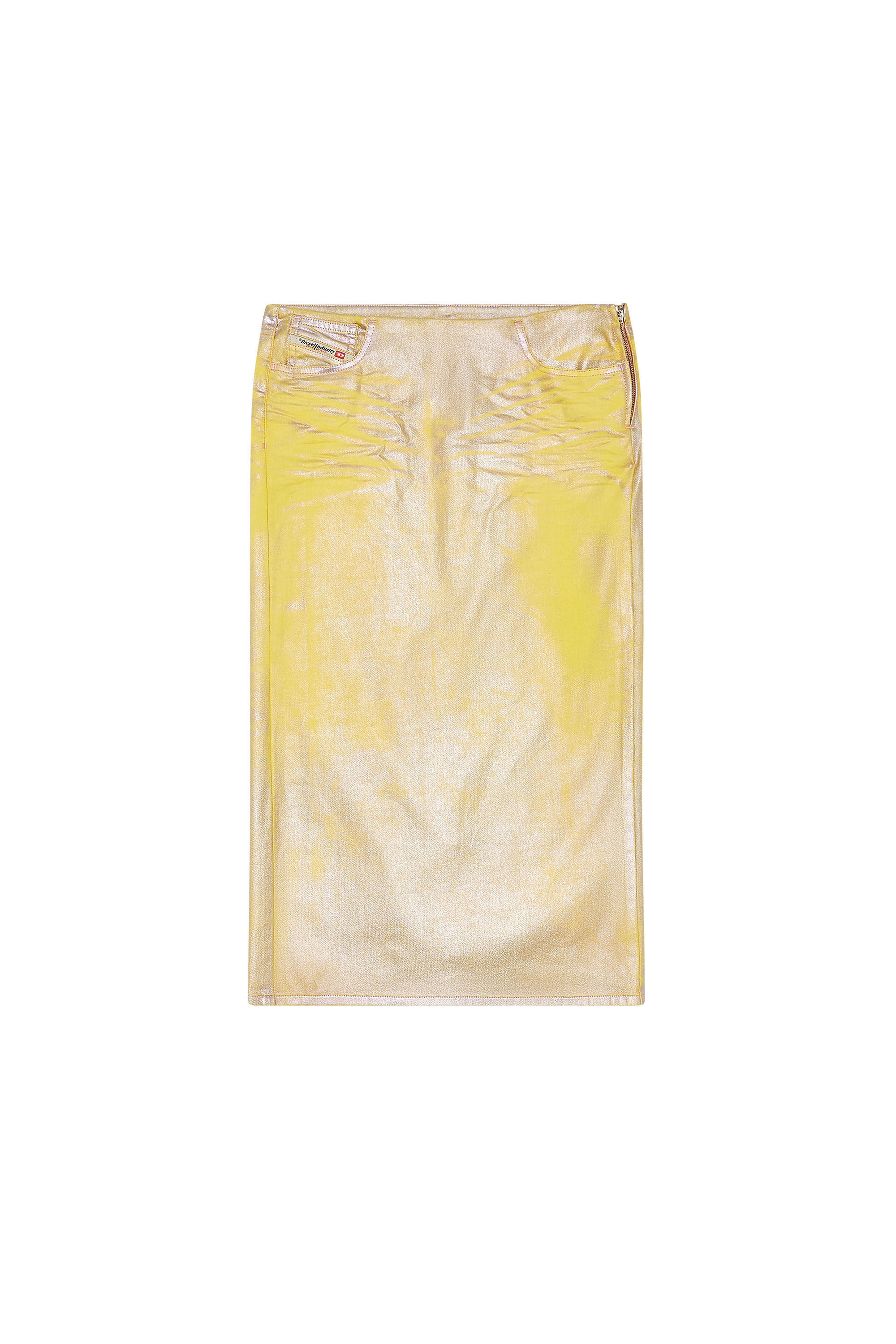 Diesel - DE-PRA-S2, Woman Skirt in bicolour laminated denim in Yellow - Image 2