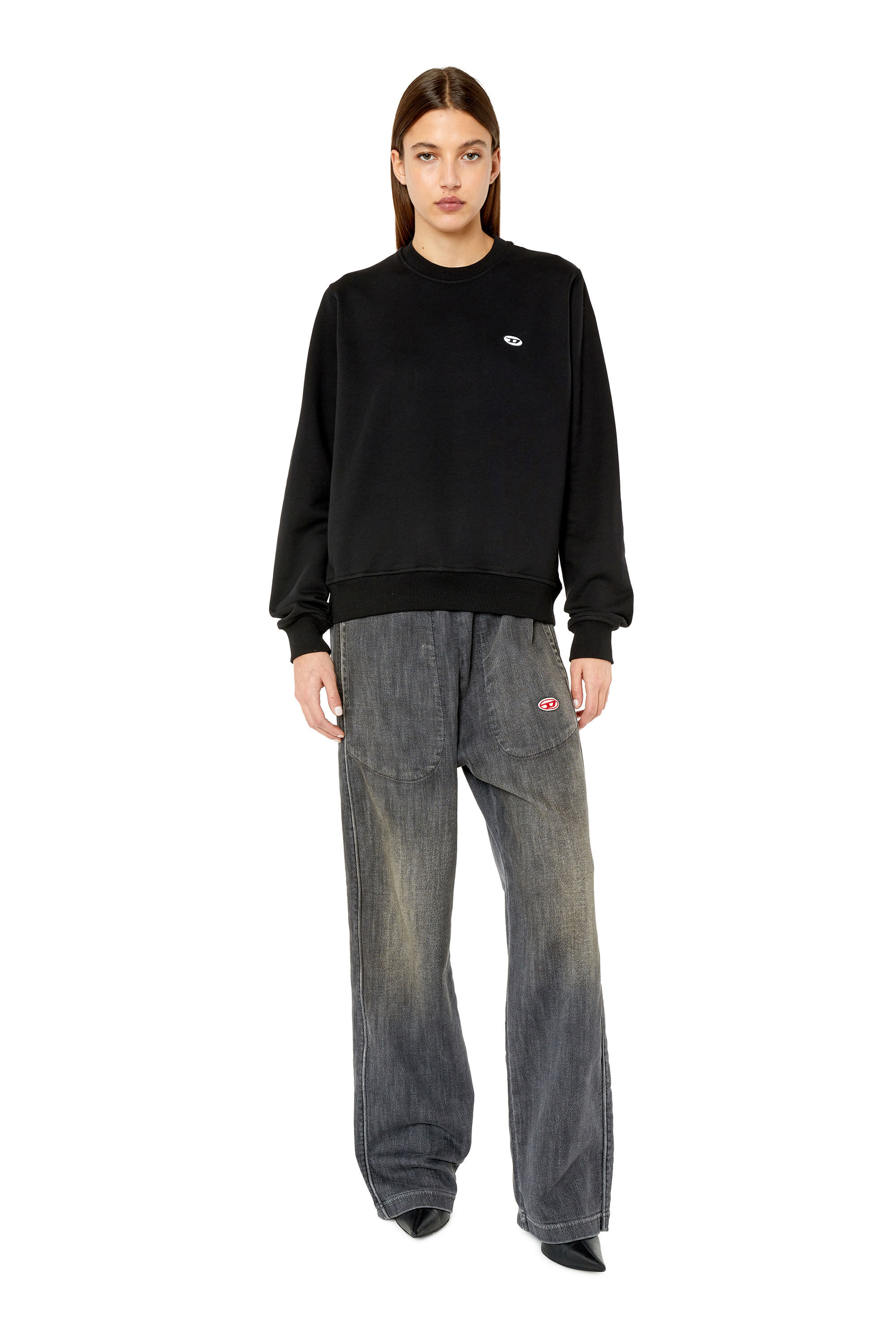 Diesel - F-REGGY-DOVAL-PJ, Woman Sweatshirt with oval D patch in Black - Image 1