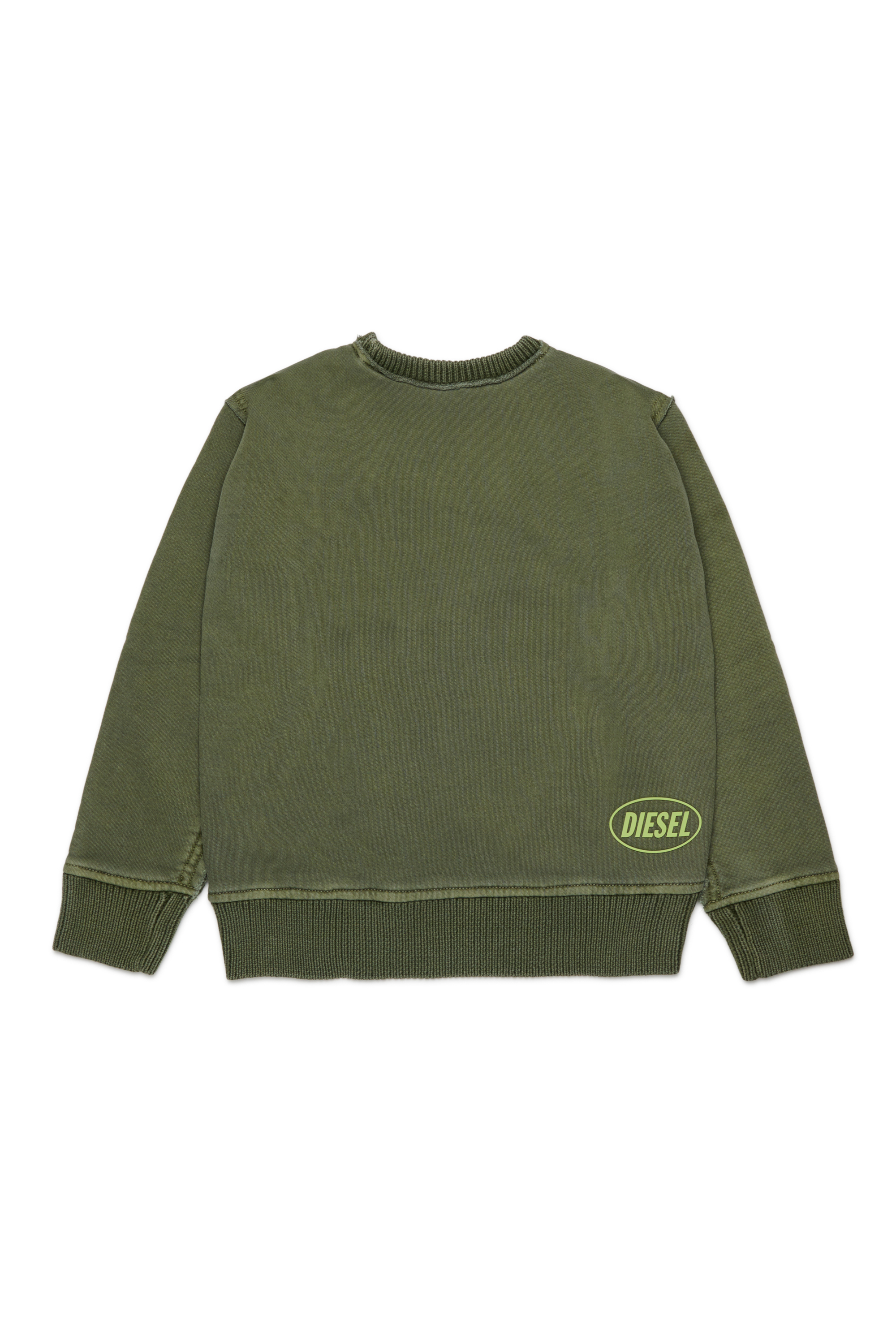 Diesel - KOBERTOROUND OVER, Man's Cotton crew neck sweater with logo in Green - 2