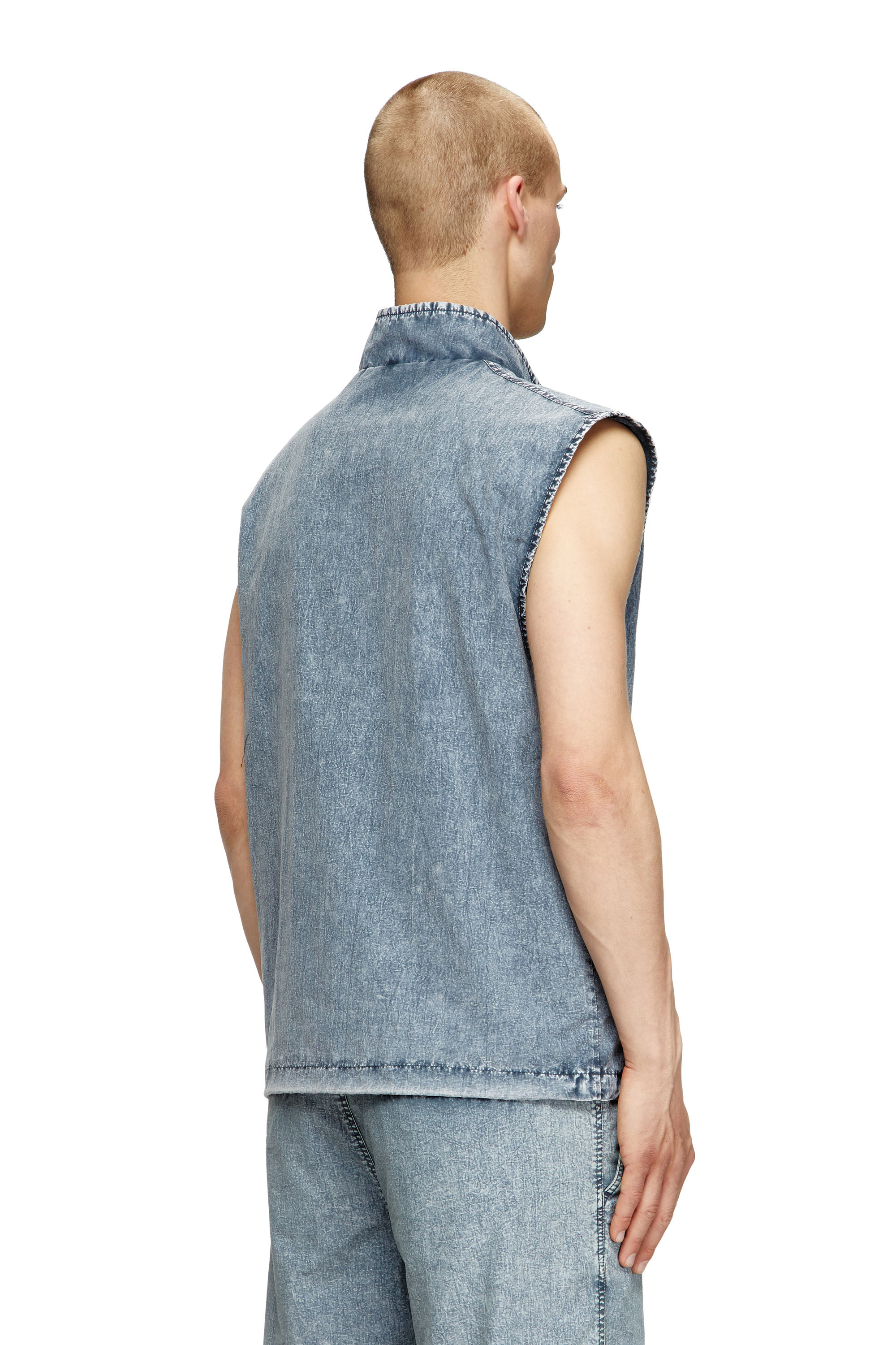 Diesel - J-ERB, Man's Vest in recycled nylon taslan in Medium blue - 4