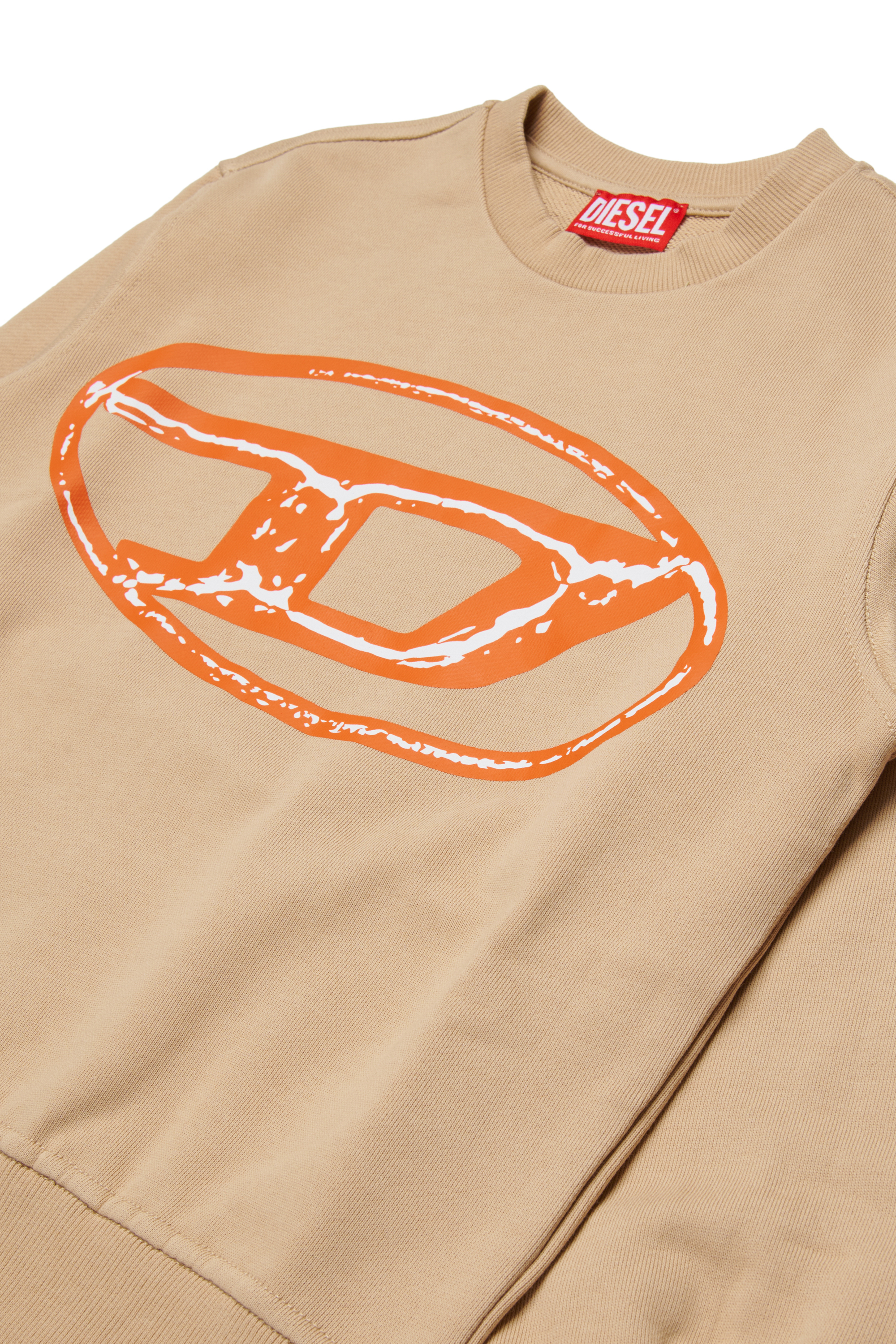 Diesel - SBONNIE OVER, Man's Cotton crewneck sweatshirt with Oval D logo in Light Brown - 3