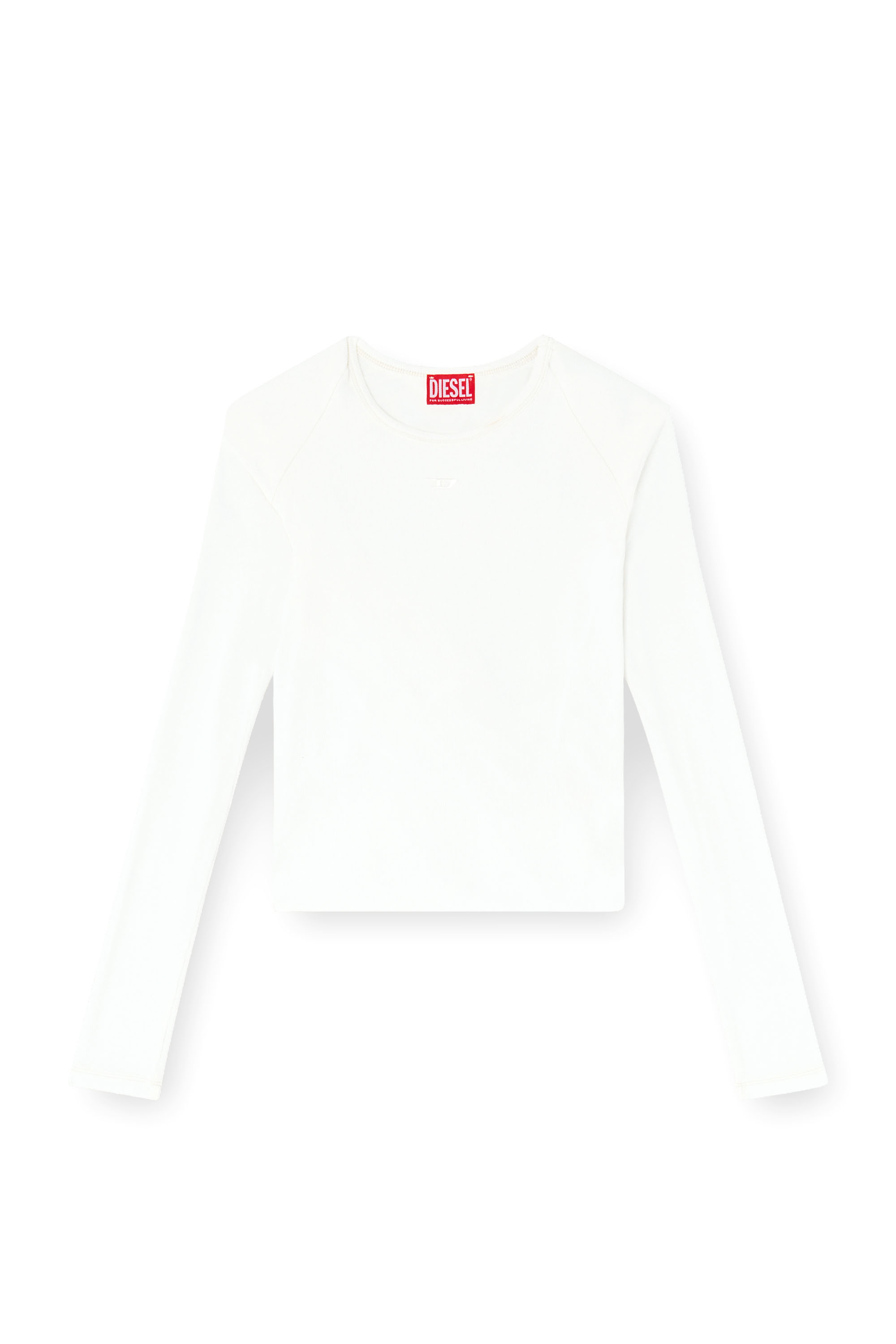 Diesel - T-ASAY-PL, Woman's Rucked-up long-sleeve T-shirt in double-layer jersey in White - 4