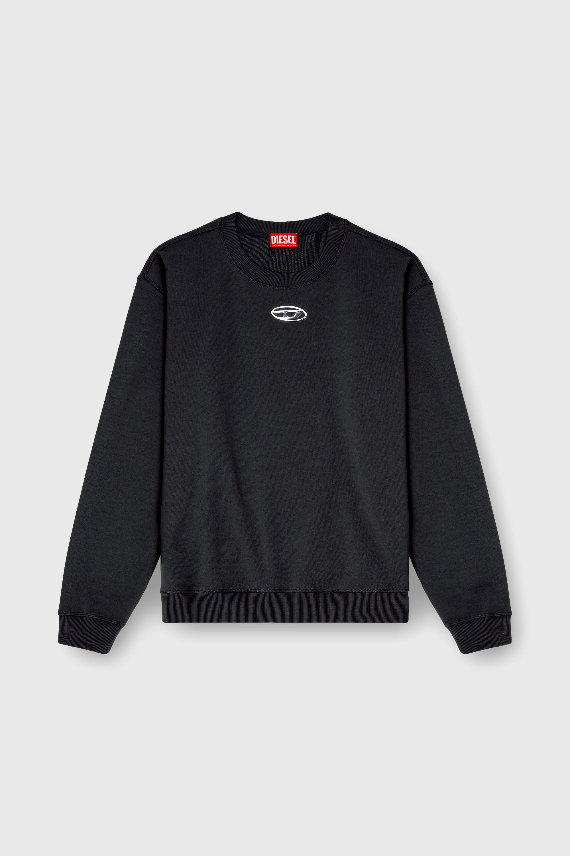 Diesel - S-NORM-IOD, Man's Regular sweatshirt with metallic Oval D in Black - 2