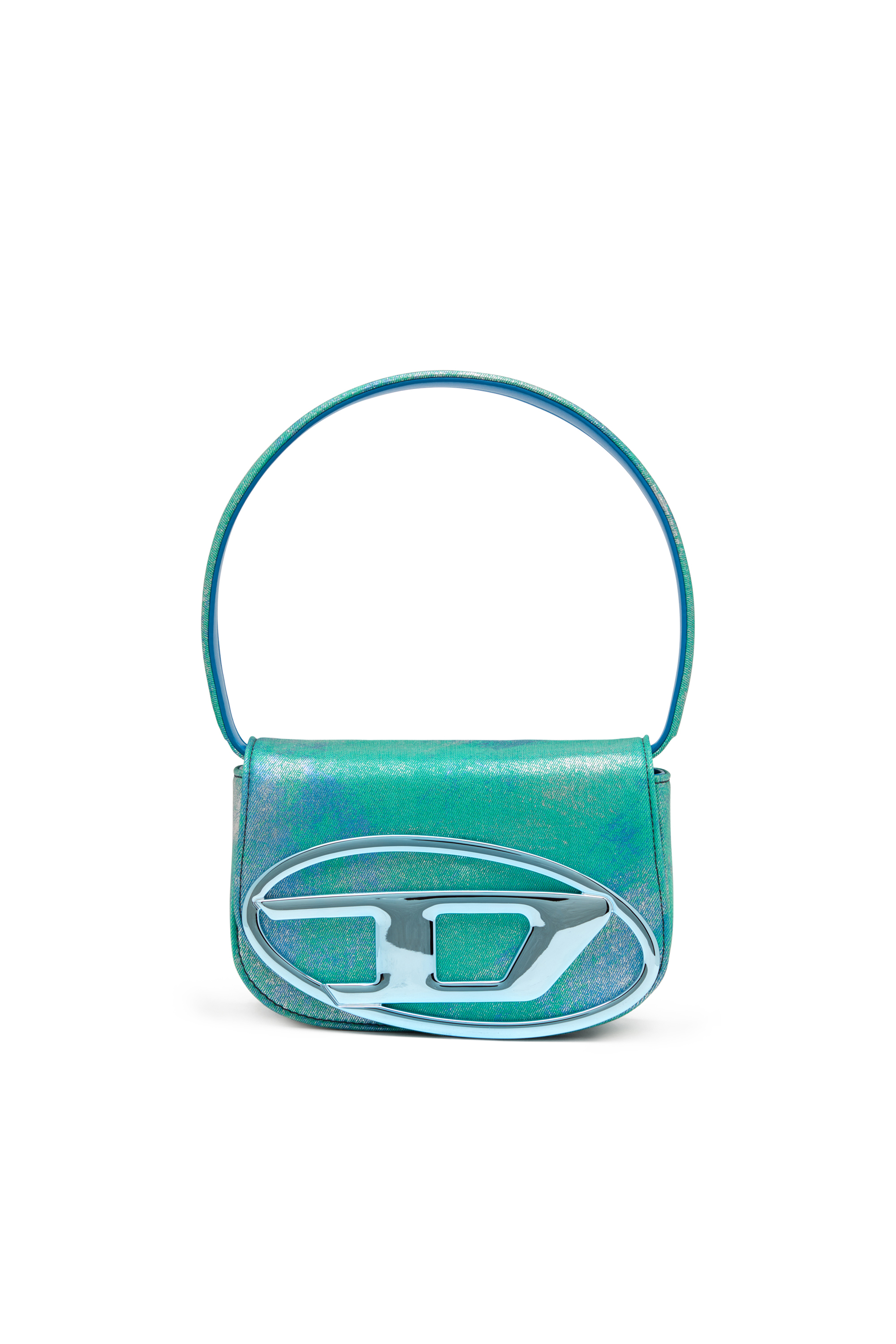 Diesel - 1DR, Woman's Iconic shoulder bag in pop colour denim in Blue/Green - 1