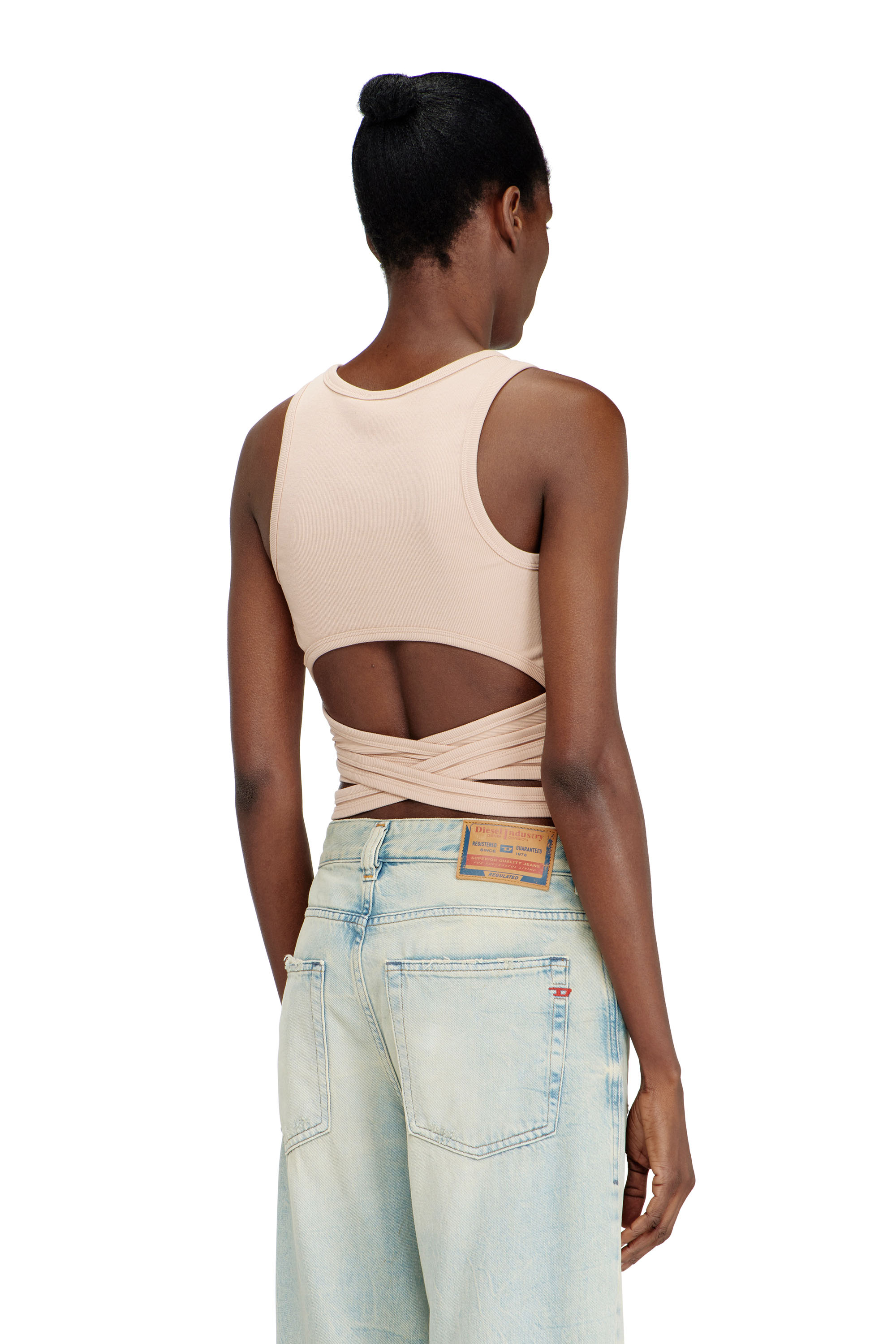 Diesel - T-ANKY-TAIL-S1, Woman's Crop top with wrap-around design in Pink - 3