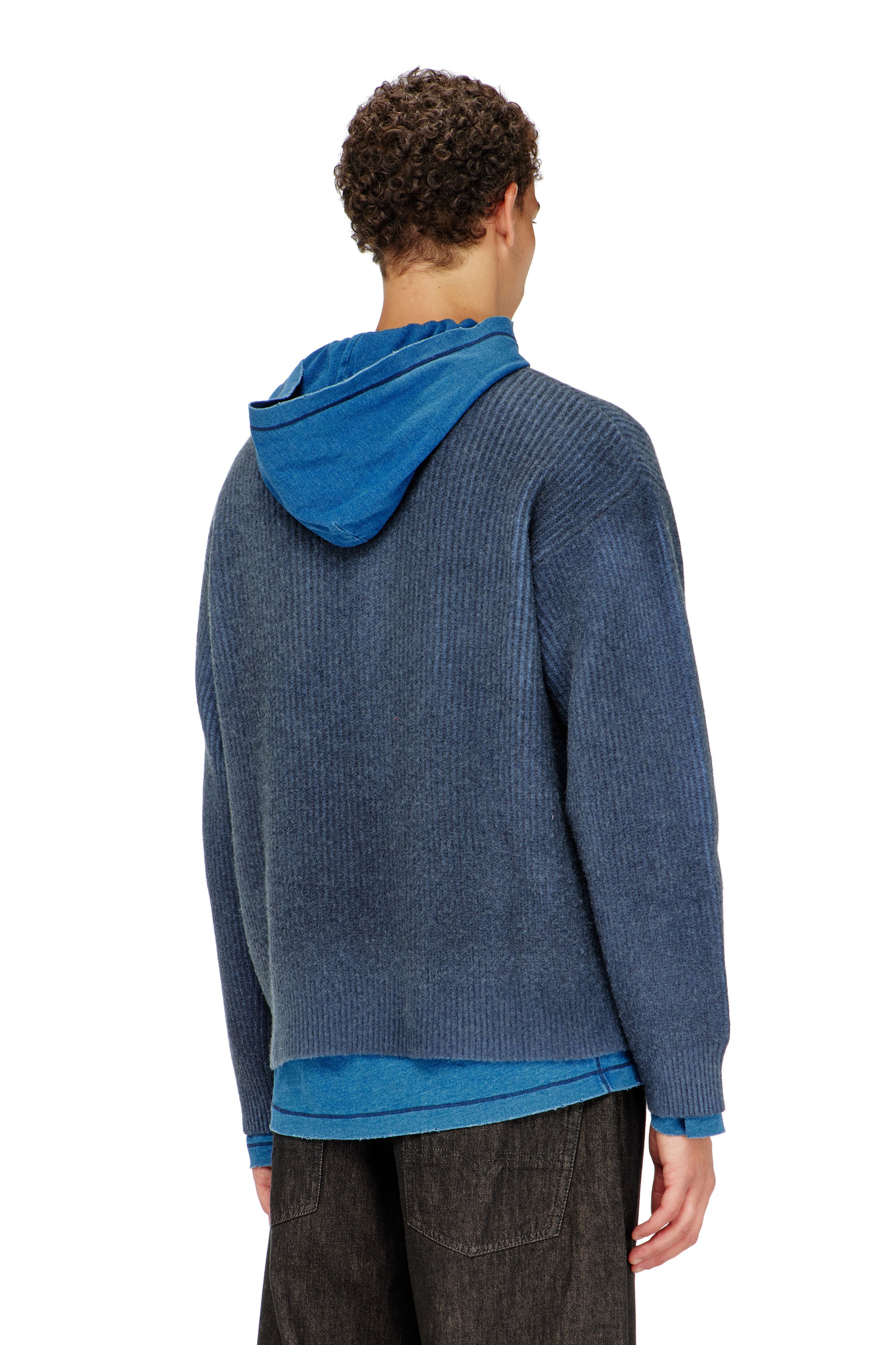 Diesel - K-PICKLER, Man's Wool-blend jumper with mock pocket in Blue - 4