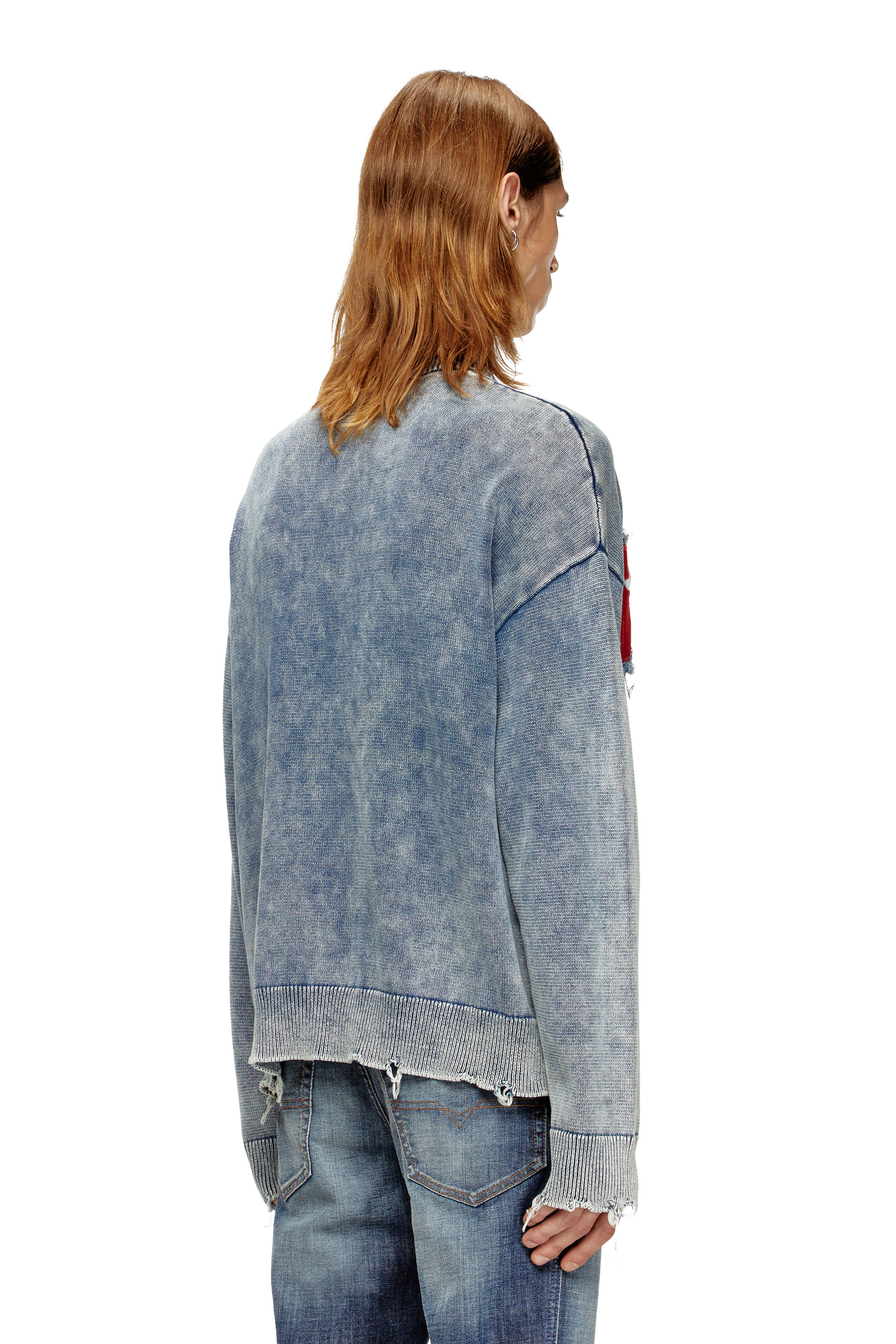 Diesel - K-FRONZI, Man's Cotton jumper with denim logo patch in null - 3