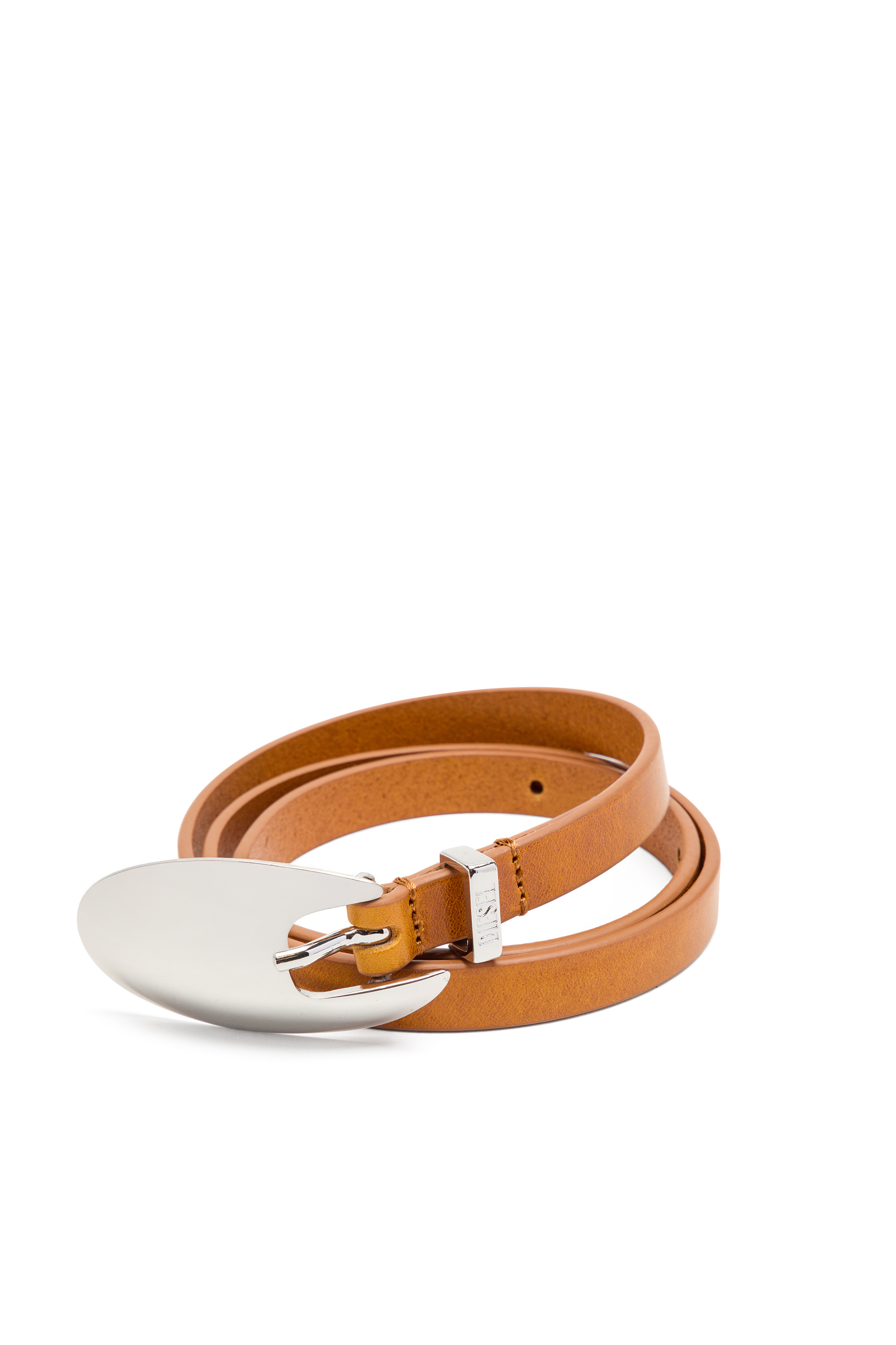Diesel - B-ROP 15, Woman's 1.5cm leather belt with sculptural buckle in Light Brown - 2