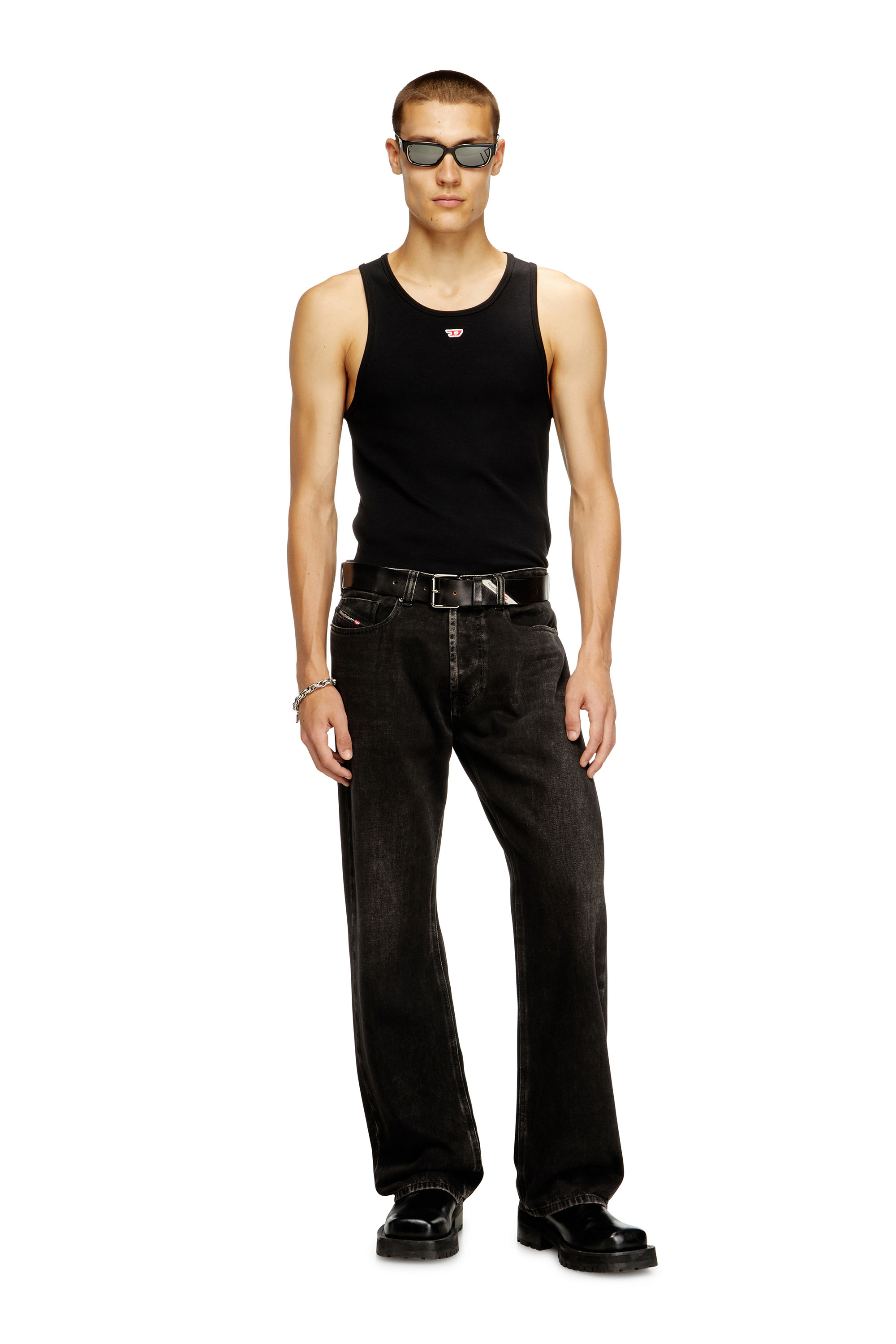 Diesel - T-LIFTY-D, Man's Tank top with mini D logo patch in Black - 2