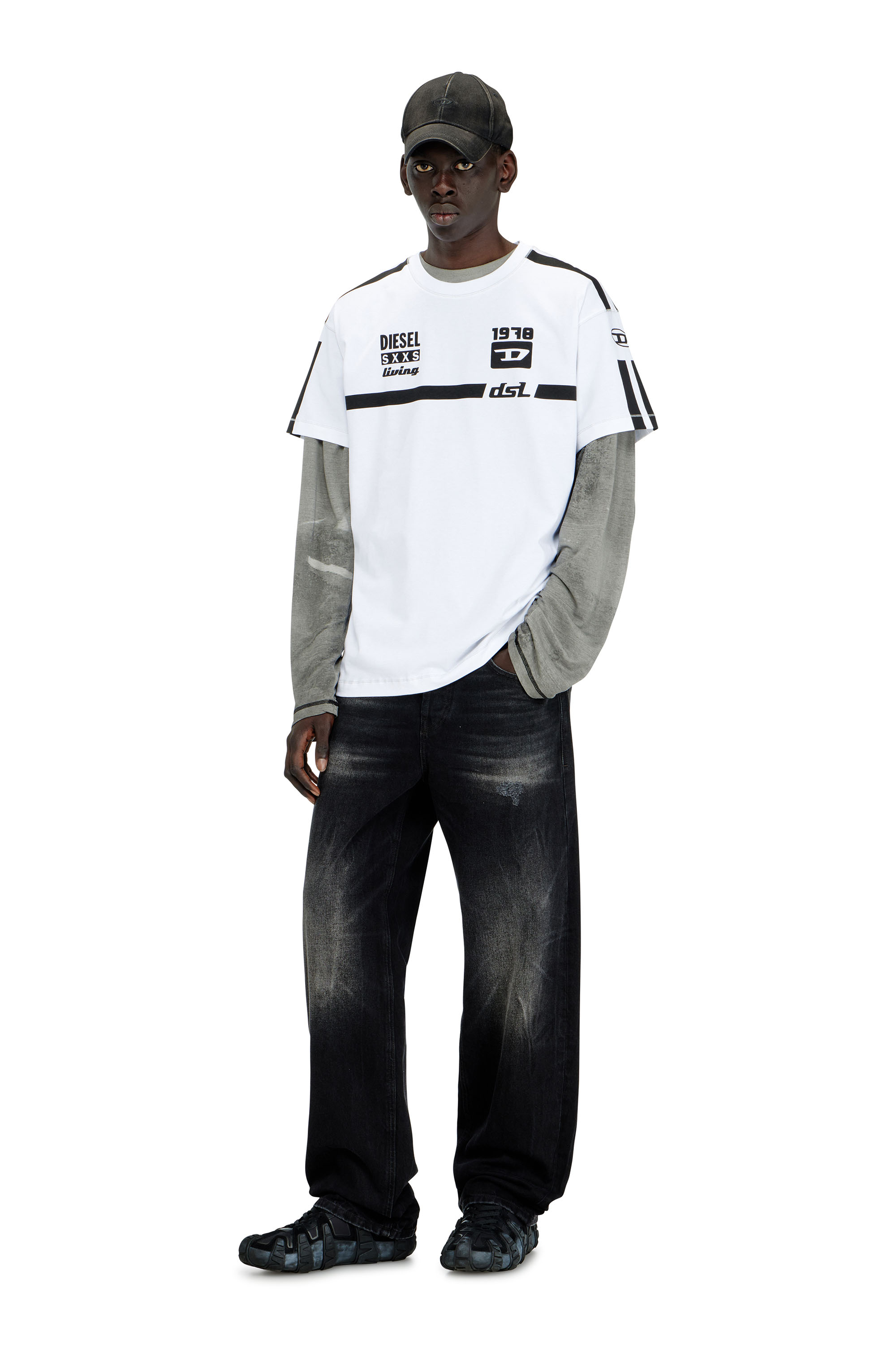 Diesel - T-NORM-V12, Man's Cotton T-shirt with contrast graphic prints in null - 1