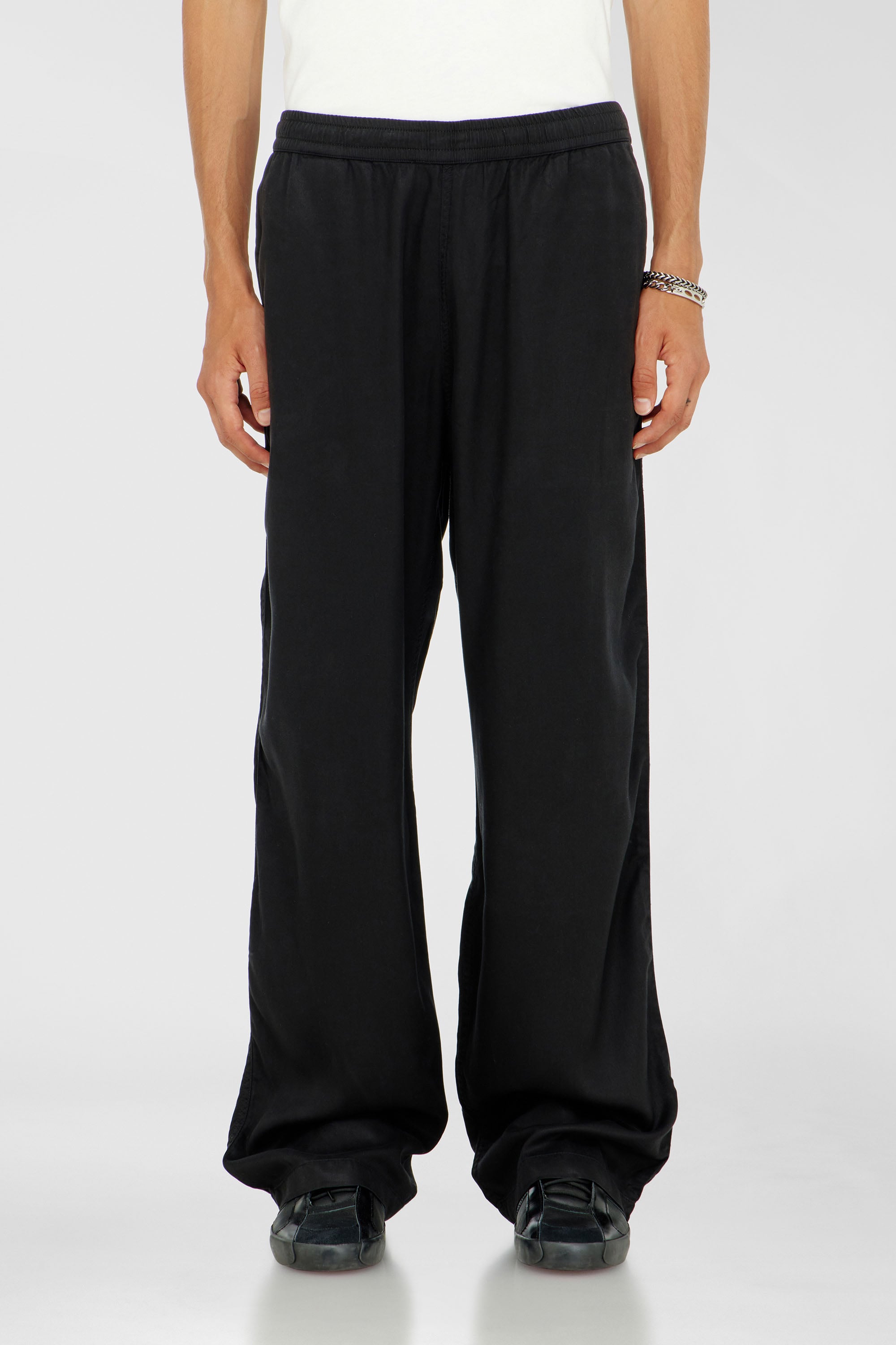 Diesel - P-DREYER-C, Man's Drawstring pants in faded twill in Black - 3