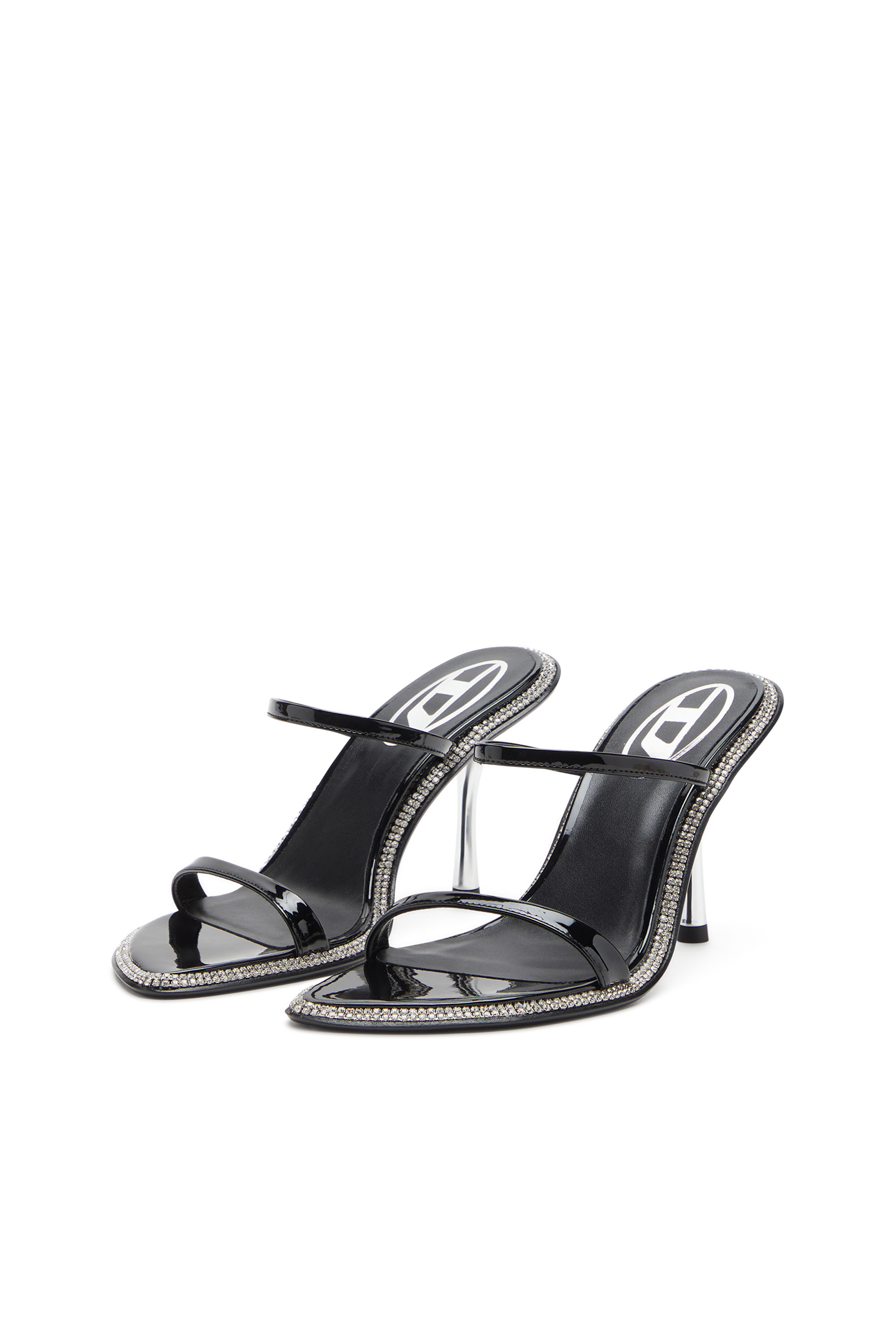 D-HAVANNA SDL, Black Diesel - D-HAVANNA SDL, Woman's D-Havanna-Strappy patent mules with crystals in Black - 9