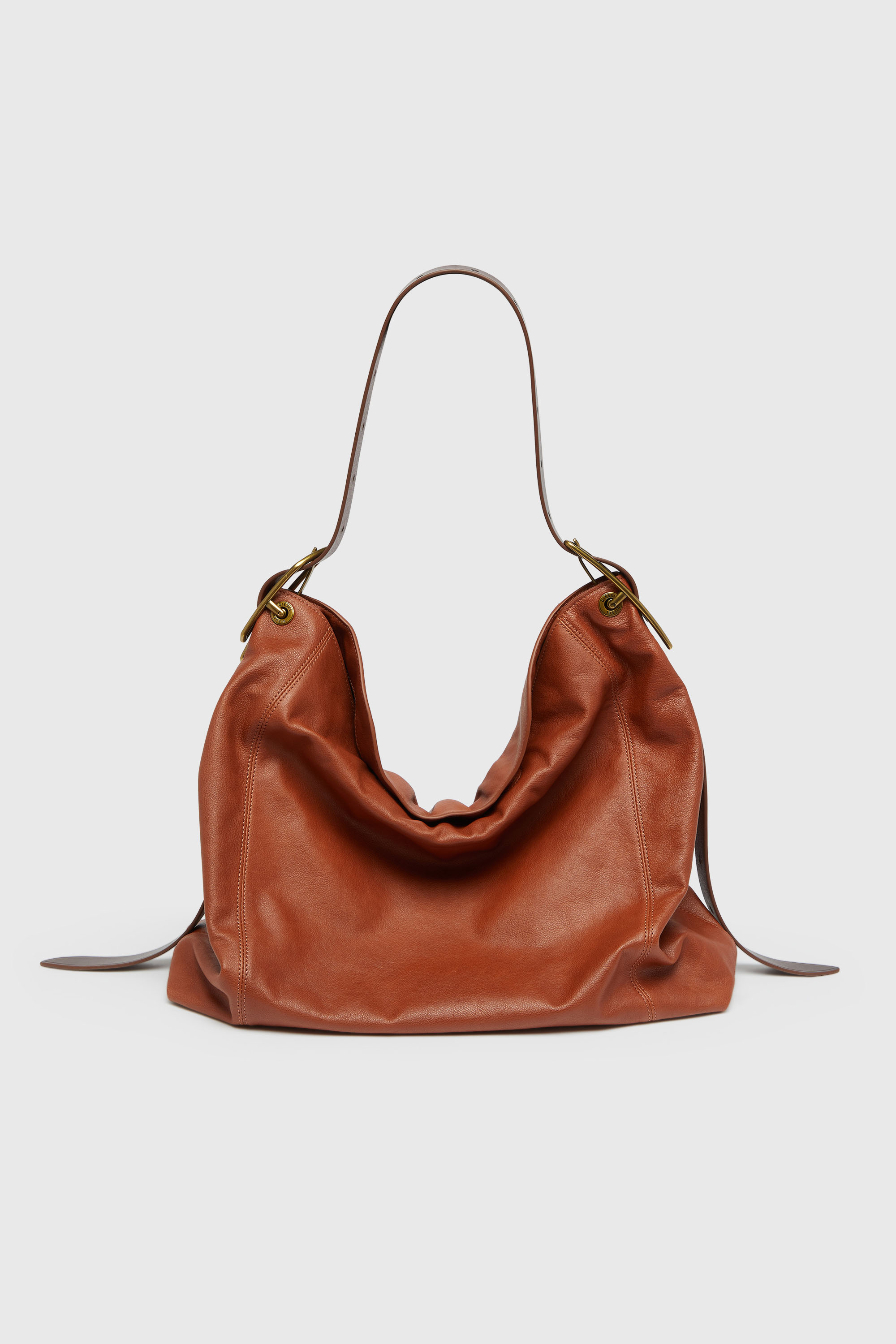 Diesel - D-LINE HOBO L, Woman's D-Line-Hobo bag in shiny leather in Brown - 1