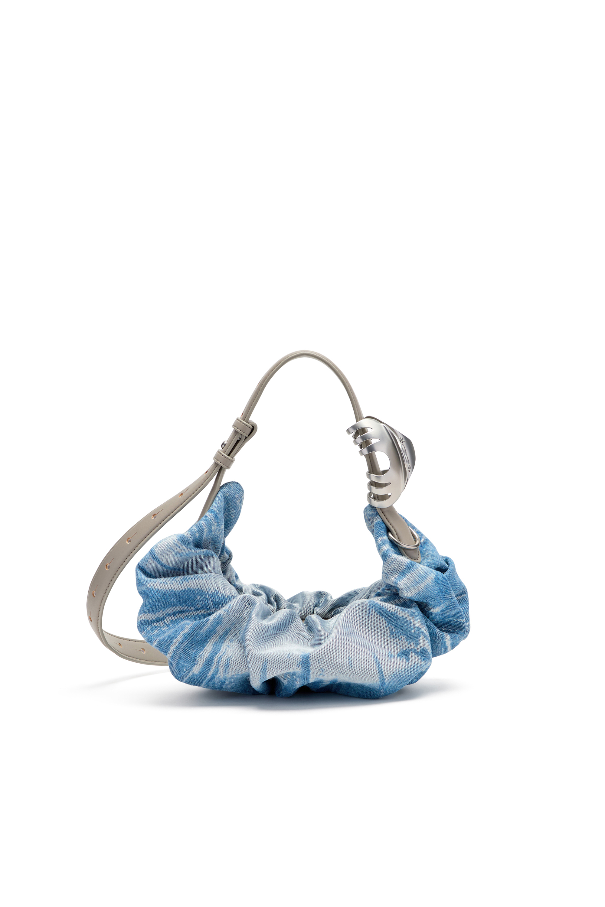 Diesel - GRAB-D HOBO S, Woman's Grab-D-Scrunched hobo bag in satin denim in Blue - 4