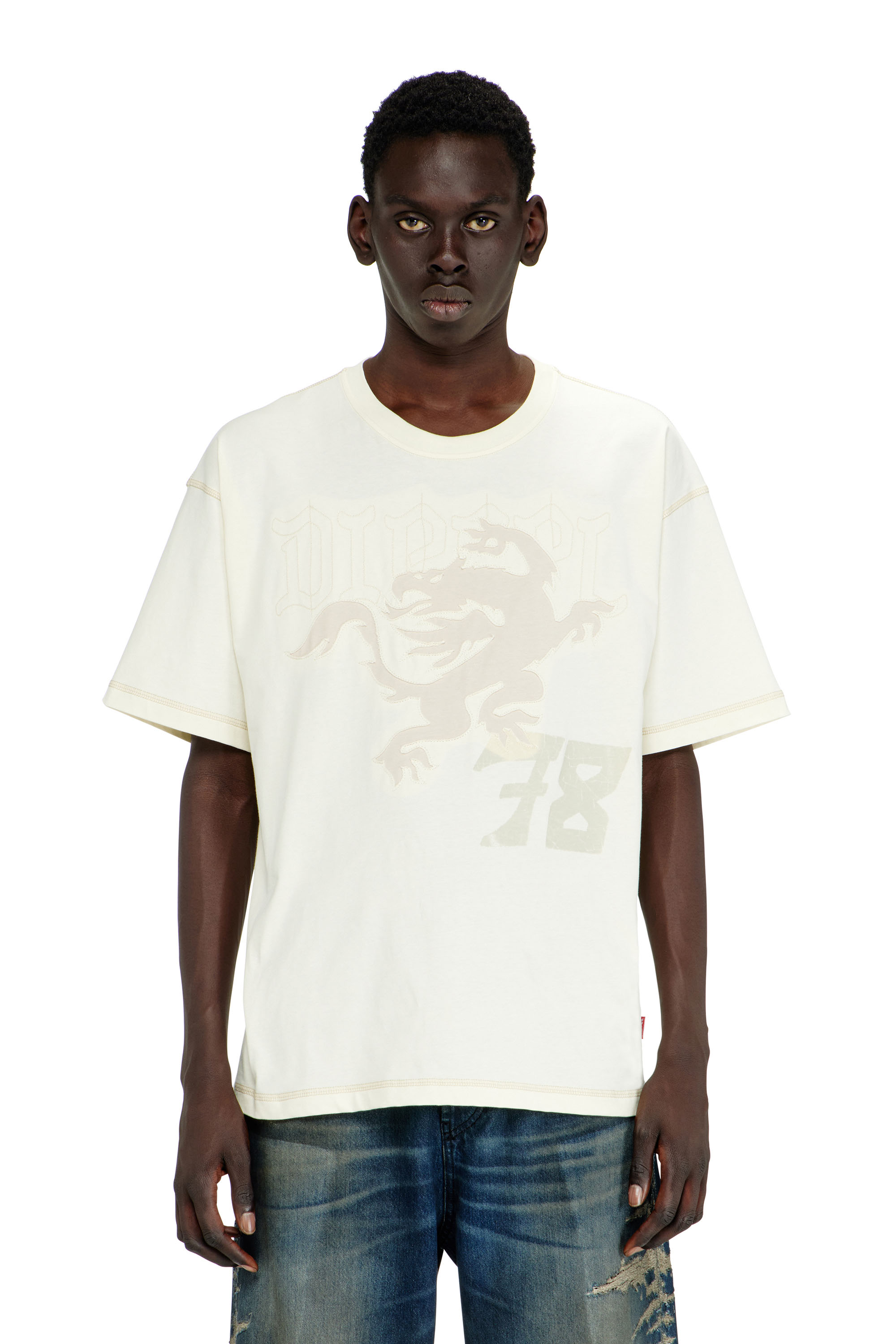 Diesel - T-BOXT-NOTCH, Man's Relaxed T-shirt with prints and embroderies in White - 1