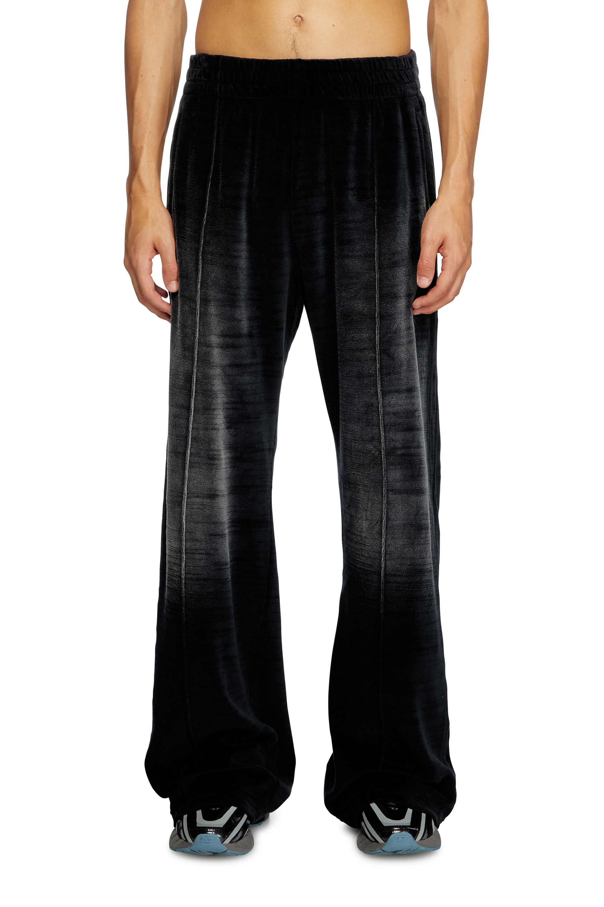 Diesel - P-OZAMP-BAND, Man's Faded velvet track pants in Black - 1