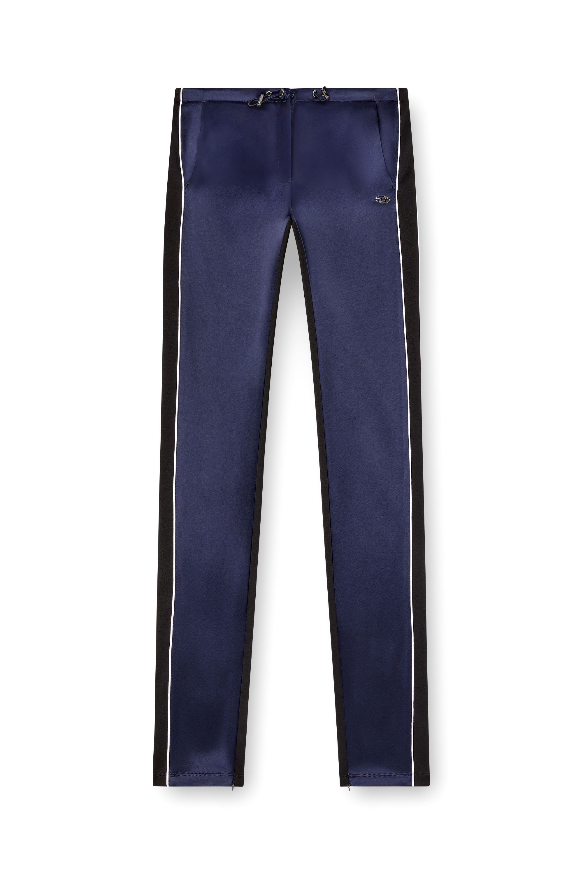 Diesel - P-ROUD, Woman's Knit and satin track pants with piping in Blue - 3