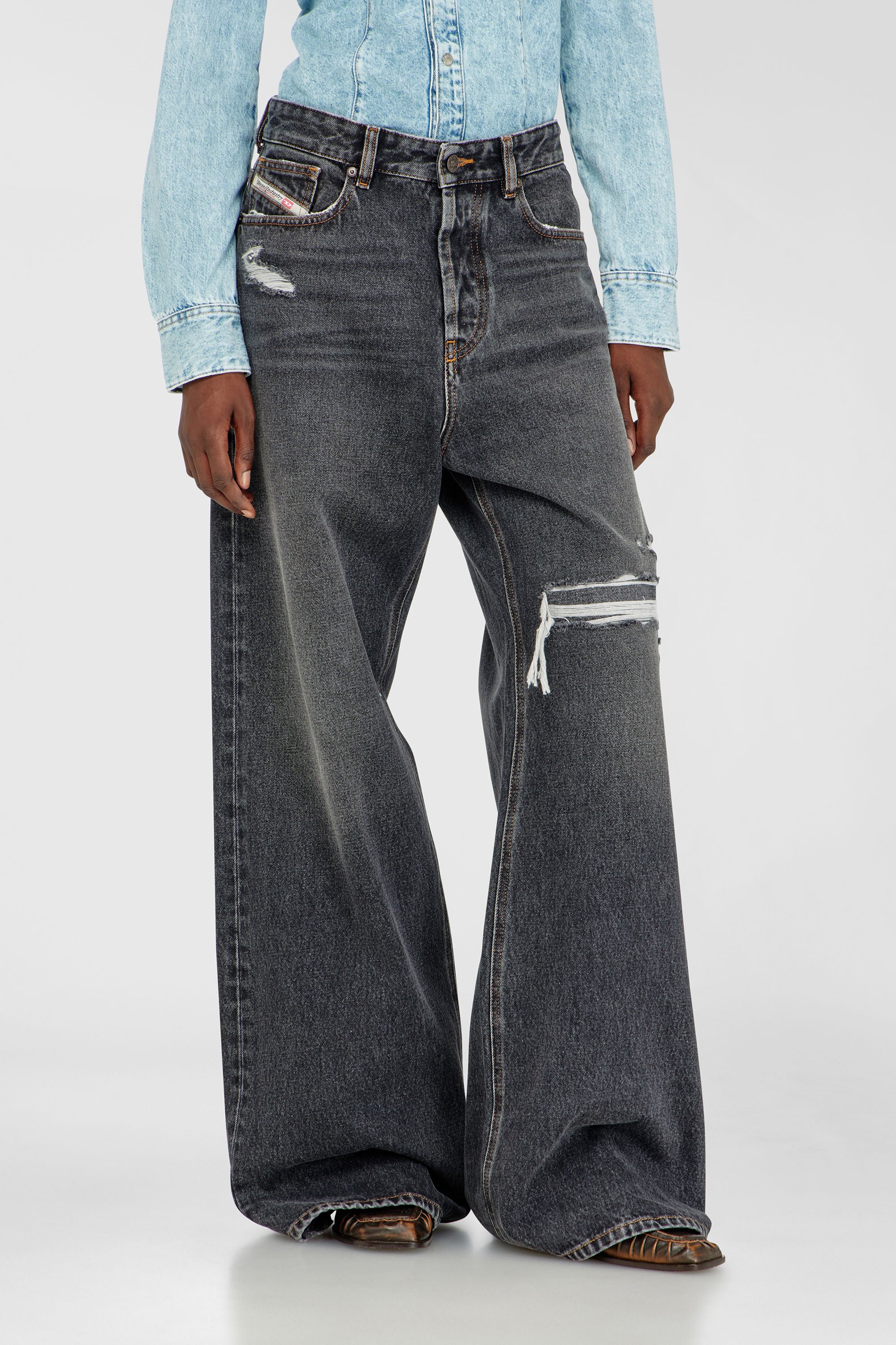 Diesel - Unisex's Relaxed Jeans 1996 D-Sire 007F6, Black/Dark grey - 2