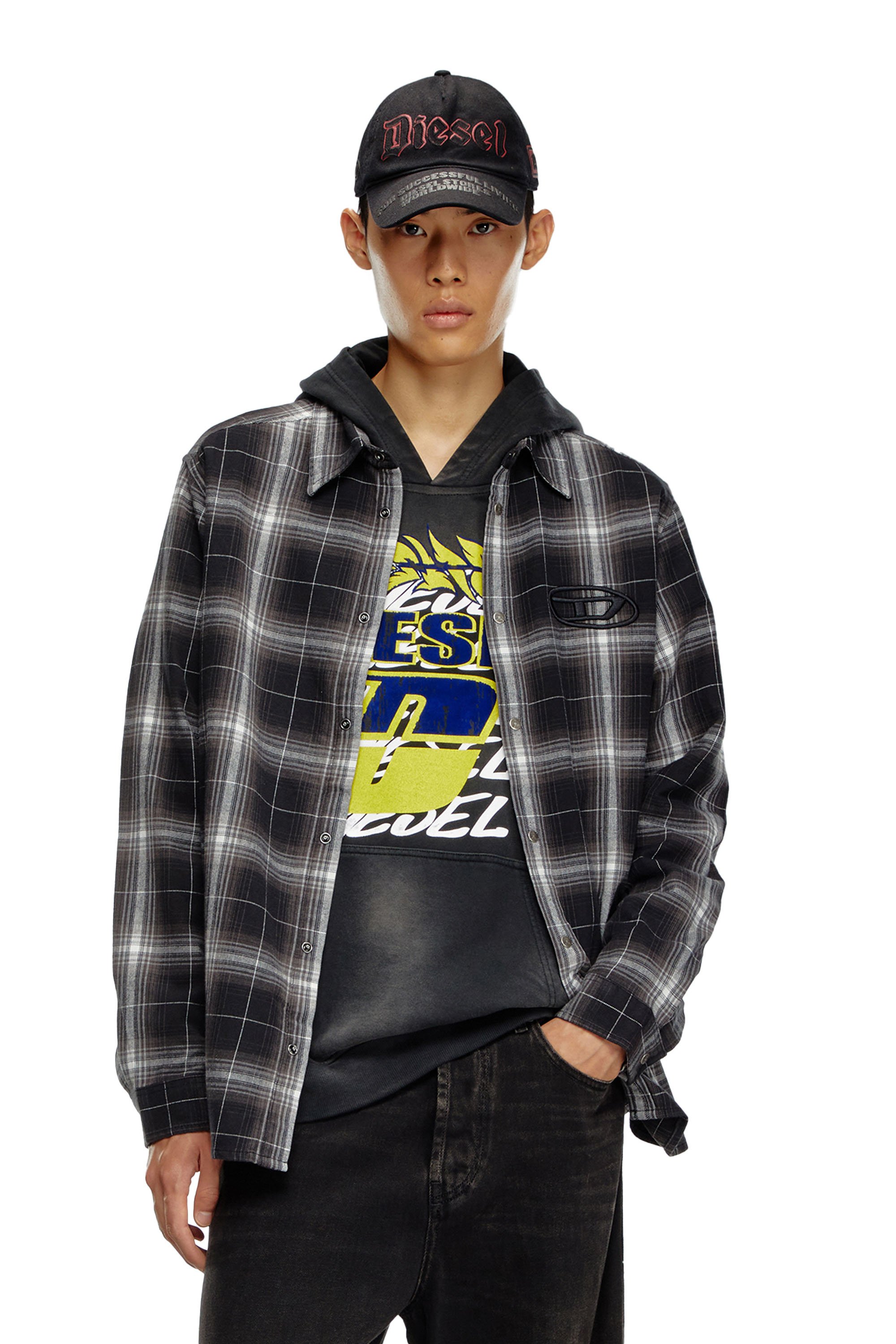 Diesel - S-SIMPLY-A, Man's Check flannel shirt in Black - 2