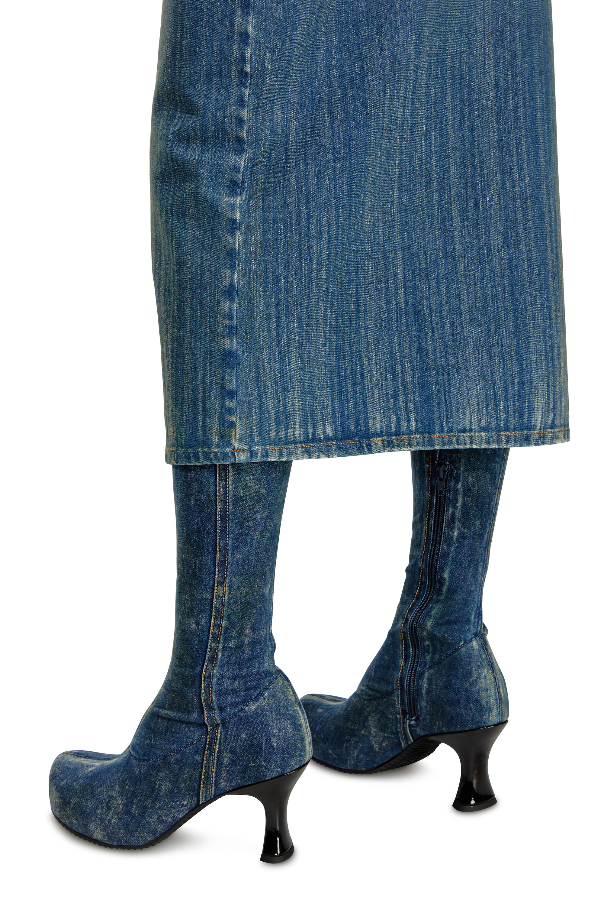 Diesel - DE-MAURY-S, Woman Pencil skirt in light streaky denim in Blue - Image 5