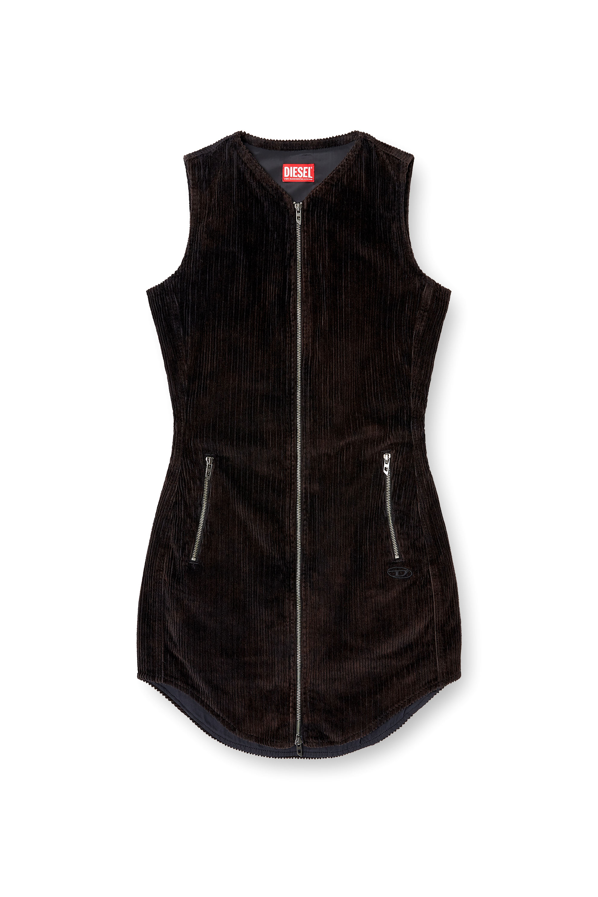 D-ENEA, Black Diesel - D-ENEA, Woman's Cotton mini dress with front zipper in Black - 2