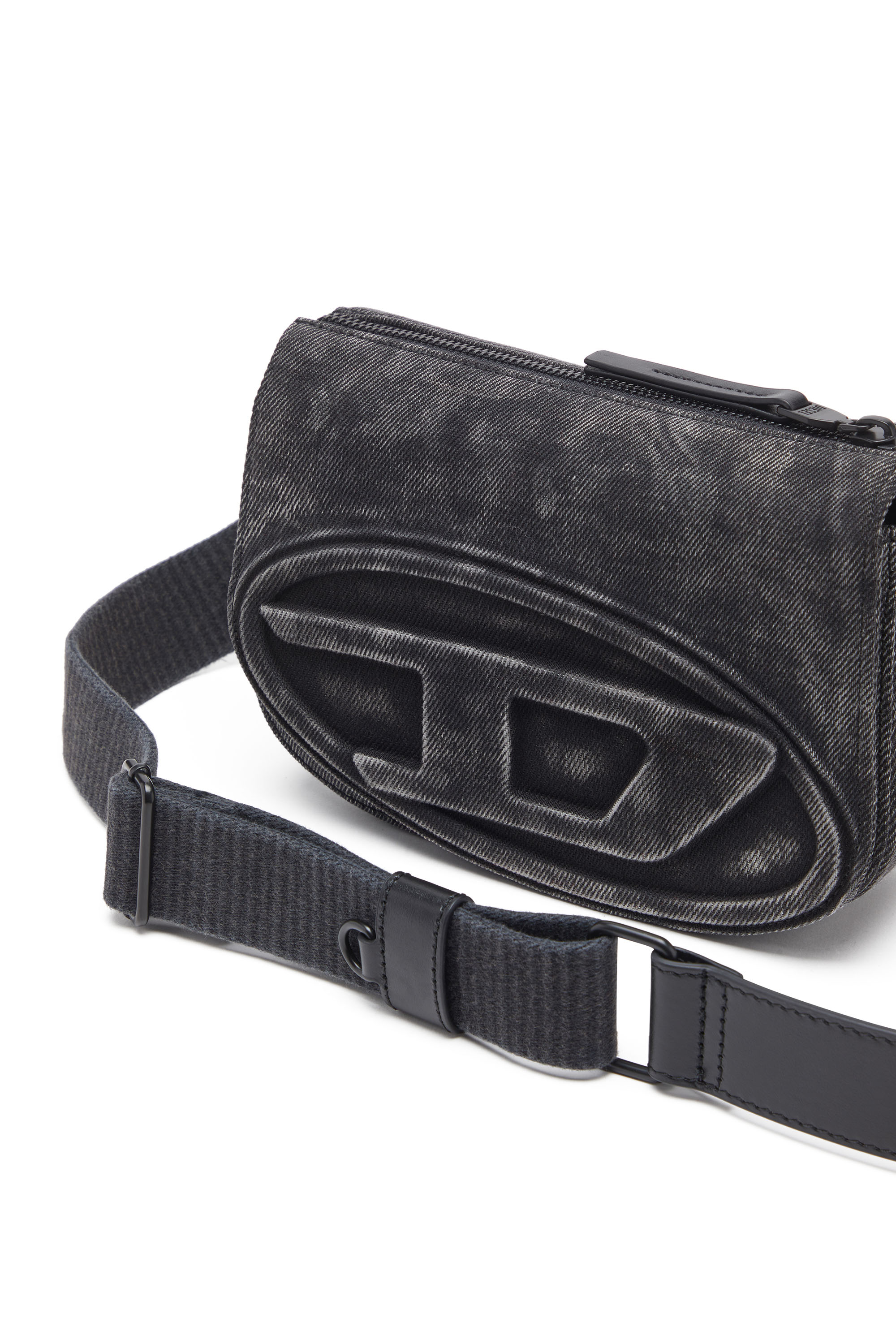 Diesel - 1DR CAMERA BAG, Man's Camera bag in stonewashed denim in Black - 5