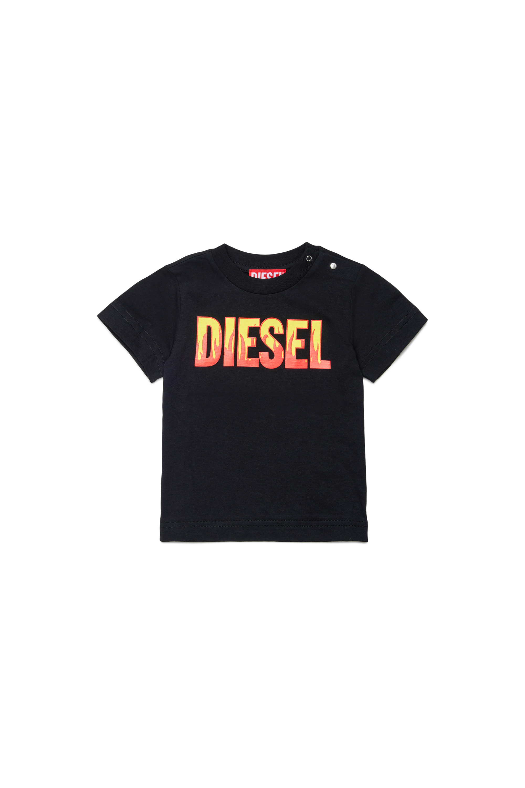 Diesel - TDIRB, Man's Cotton T-shirt with fire-effect print in Black - 1