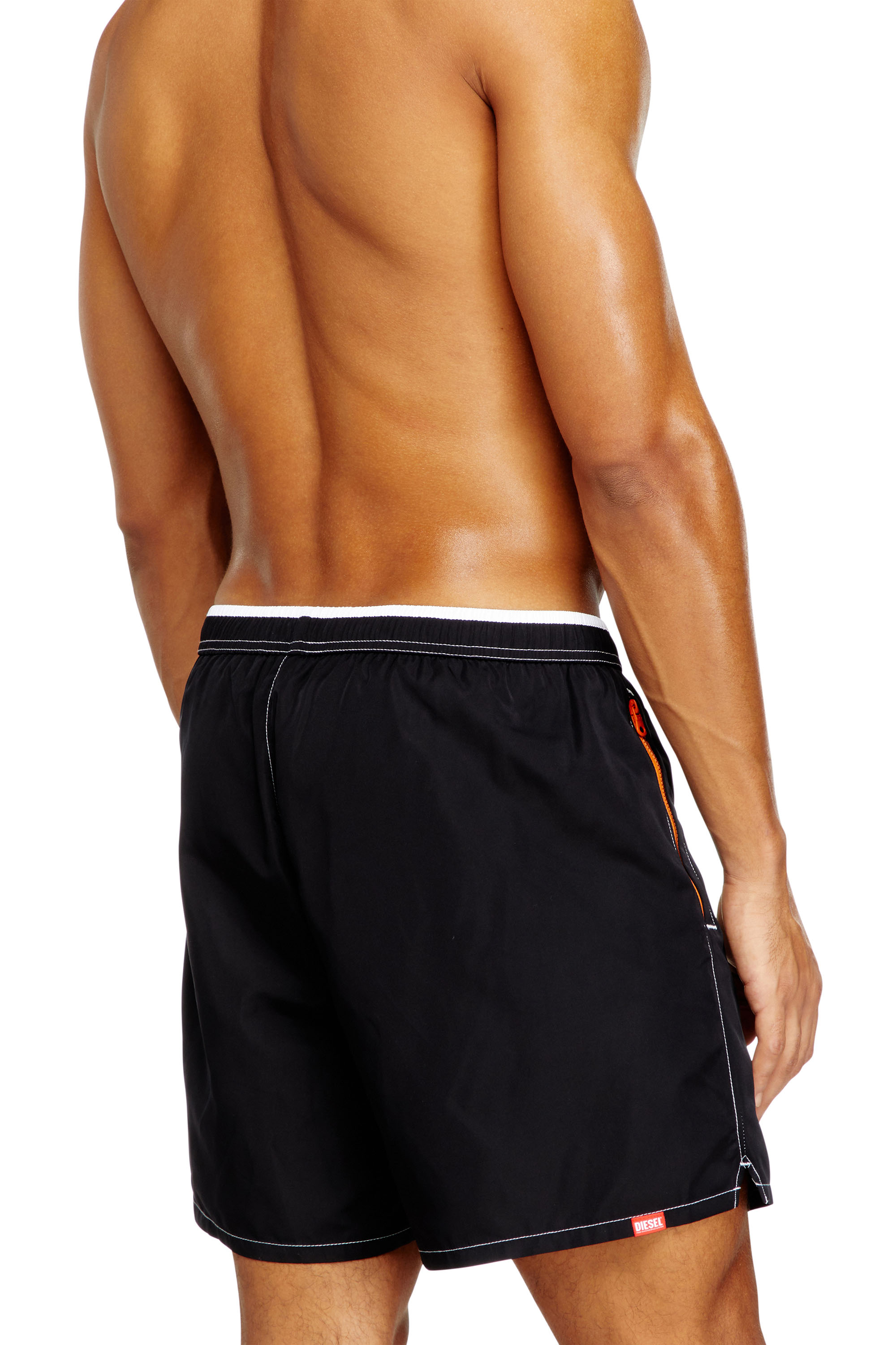Diesel - SOCCER-41-D-POP-B, Man's Swim shorts with tonal trim and DSL patch in Black - 3