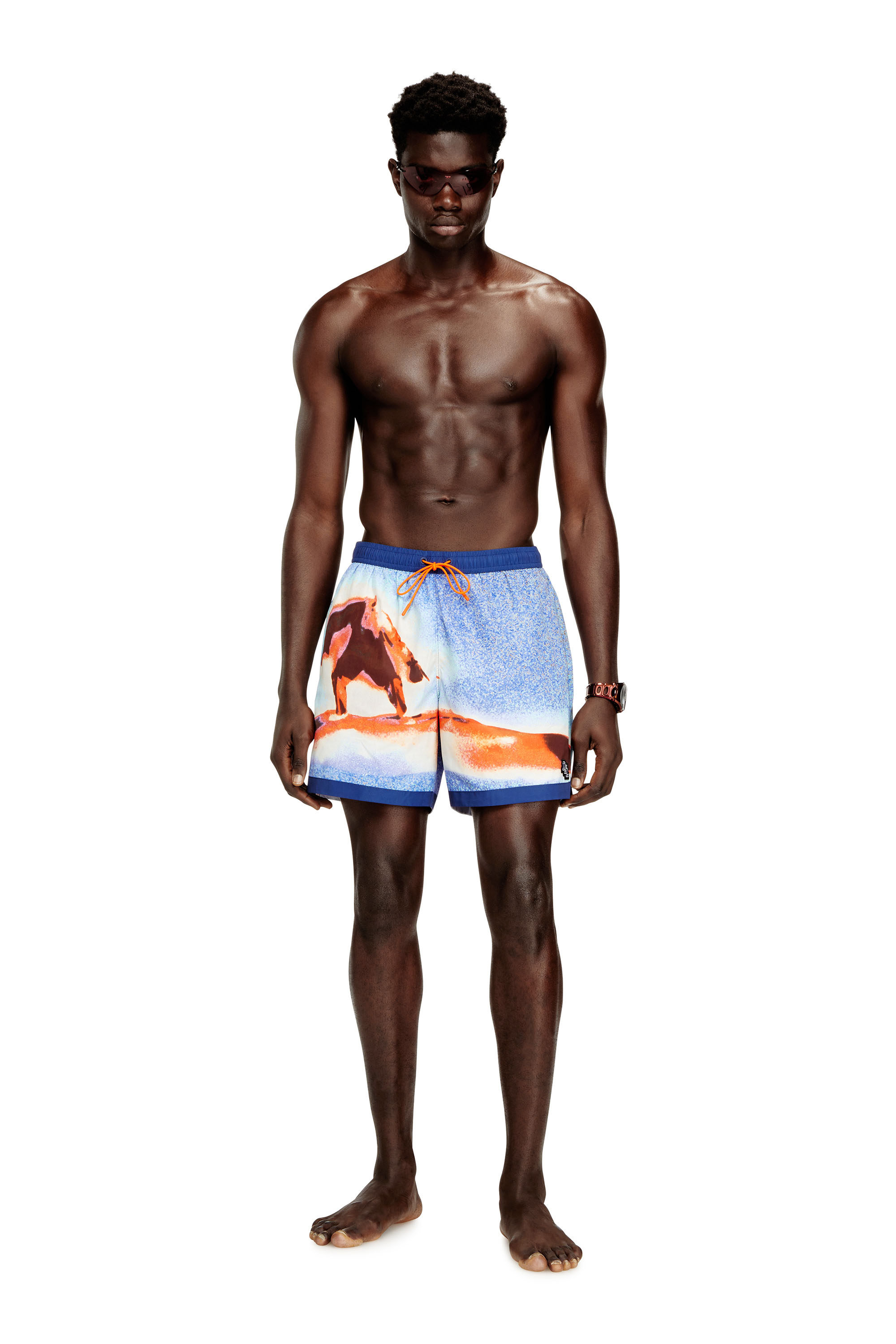 Diesel - SOCCER-41-D-POP-C, Man's Swim shorts with all-over surfboard print in null - 1
