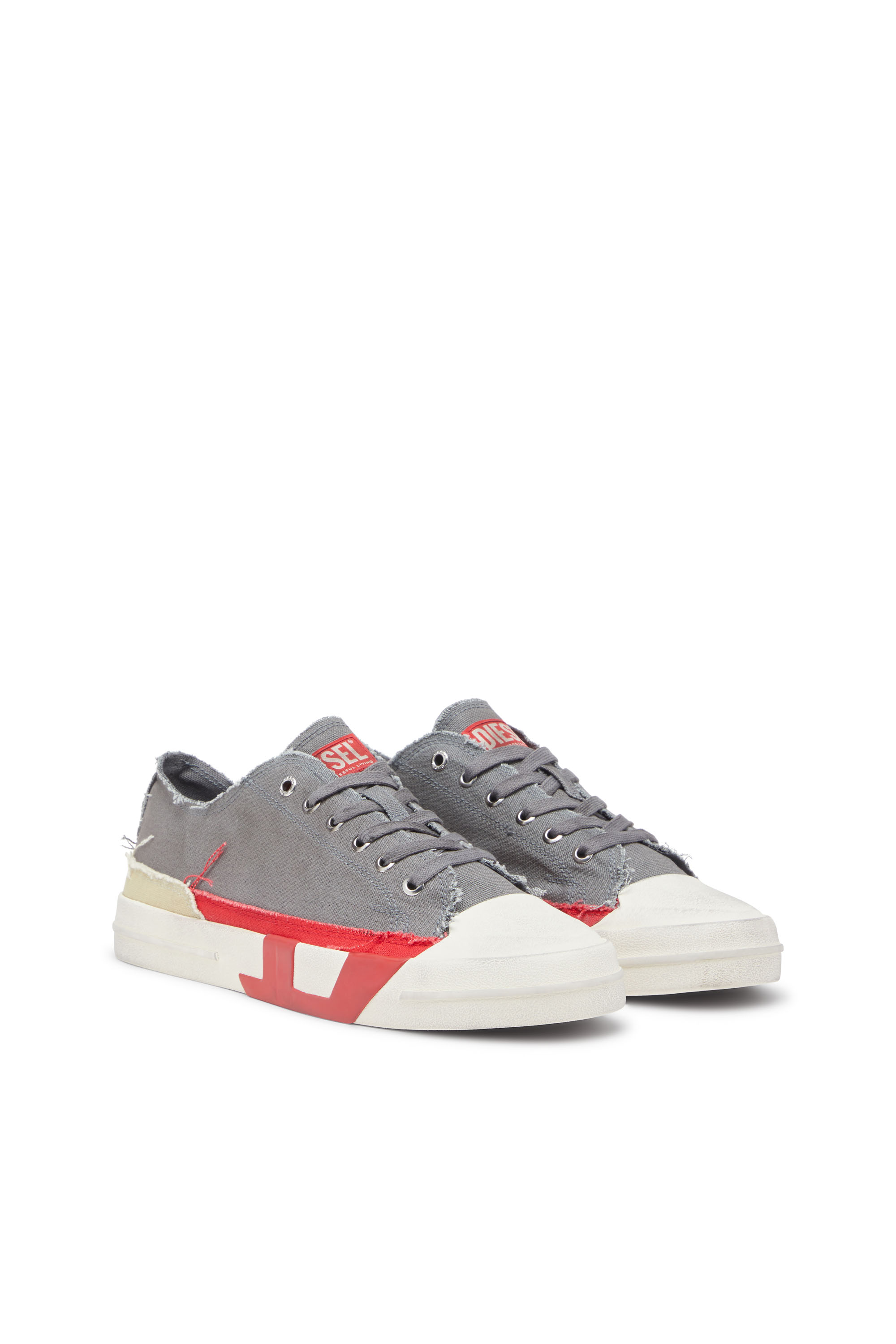 Diesel - S-D-VERSE LOW, Man's S-D-Verse-Dirty-effect canvas sneakers in Grey - 2