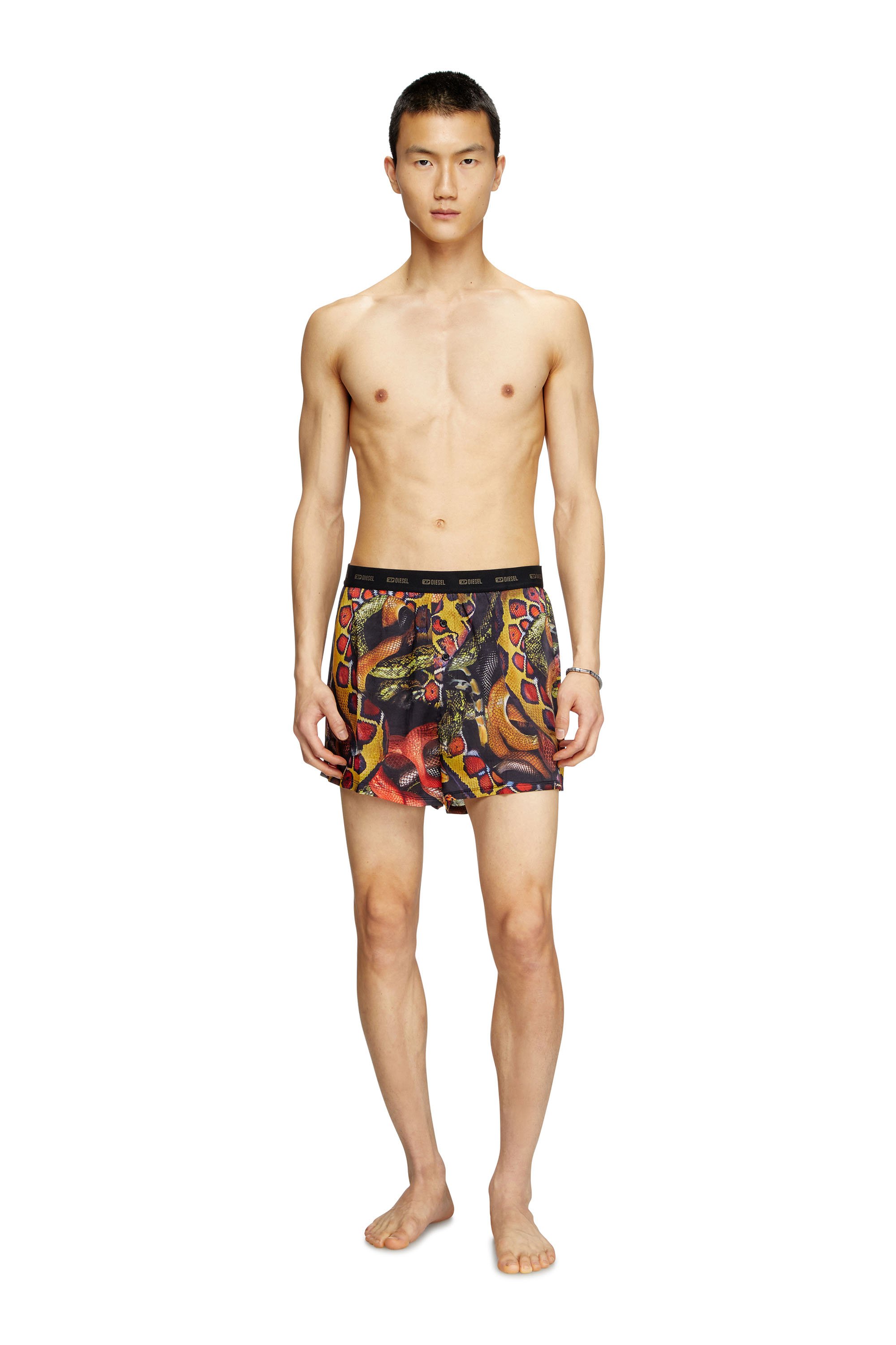 Diesel - STARK-UTLT-SNAKE, Man's Satin boxer shorts with snake print in Multicolor - 1