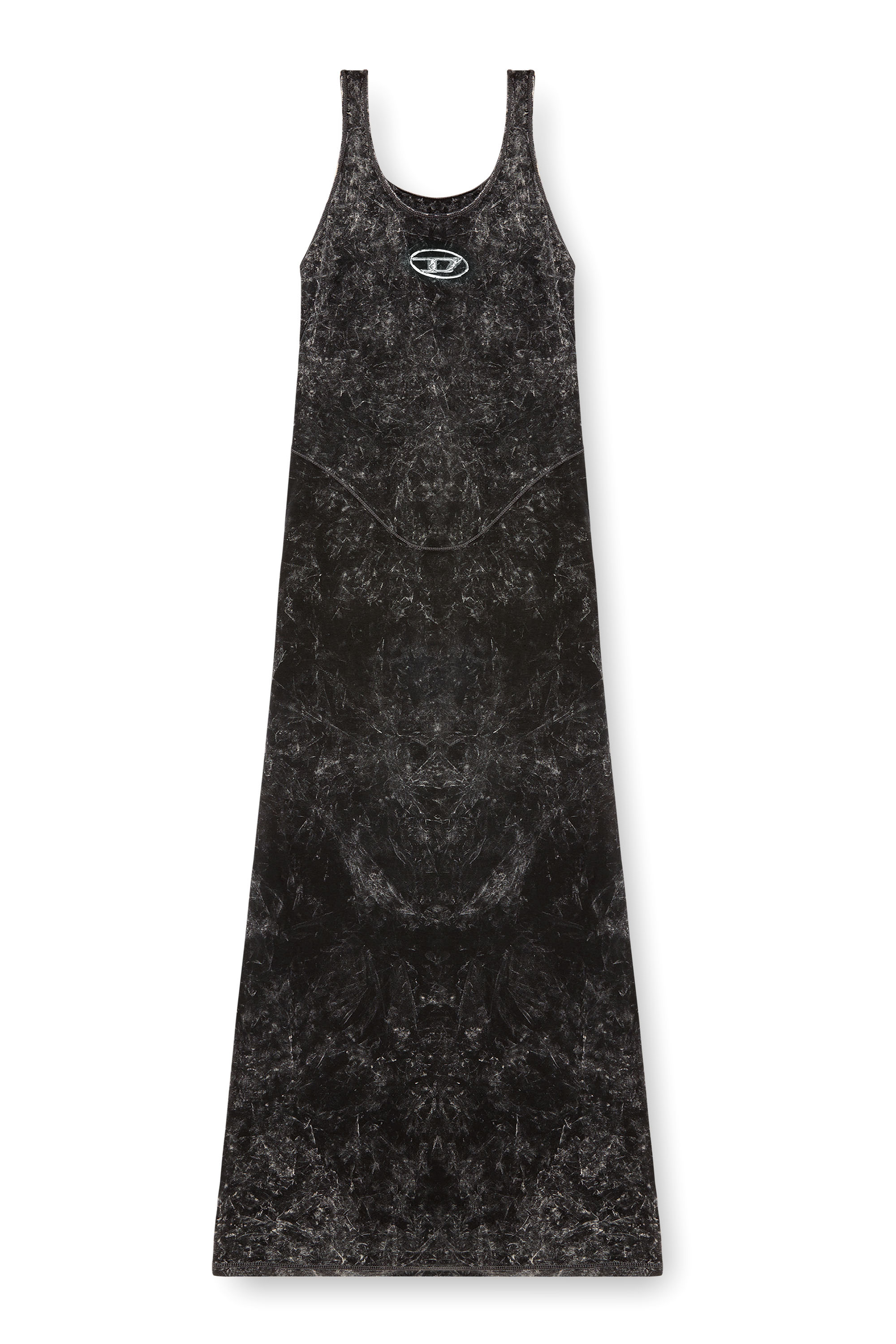 Diesel - D-AVENA-P1, Woman Maxi dress in marbled stretch jersey in Black - Image 1