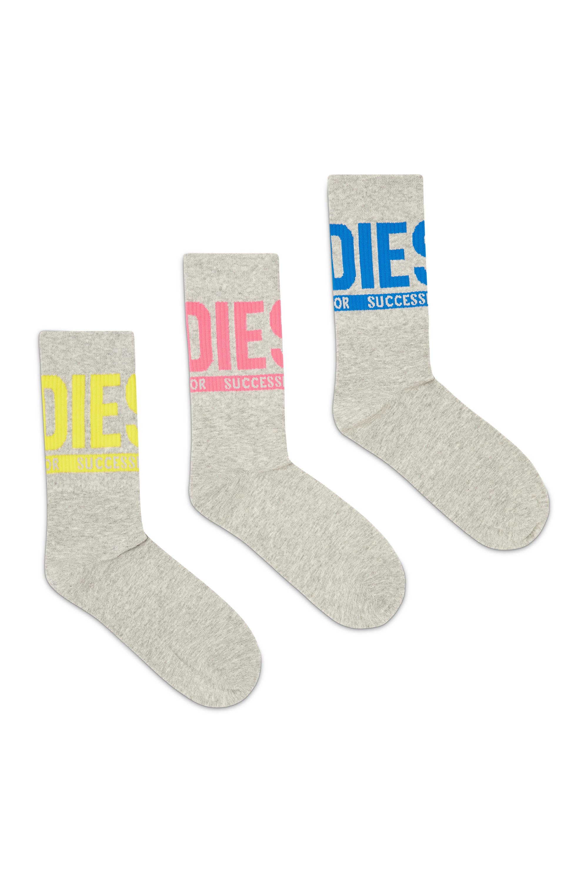 Diesel - SKM-RAY-THREEPACK, Man's Three-pack of logo cuff socks in Grey - 1