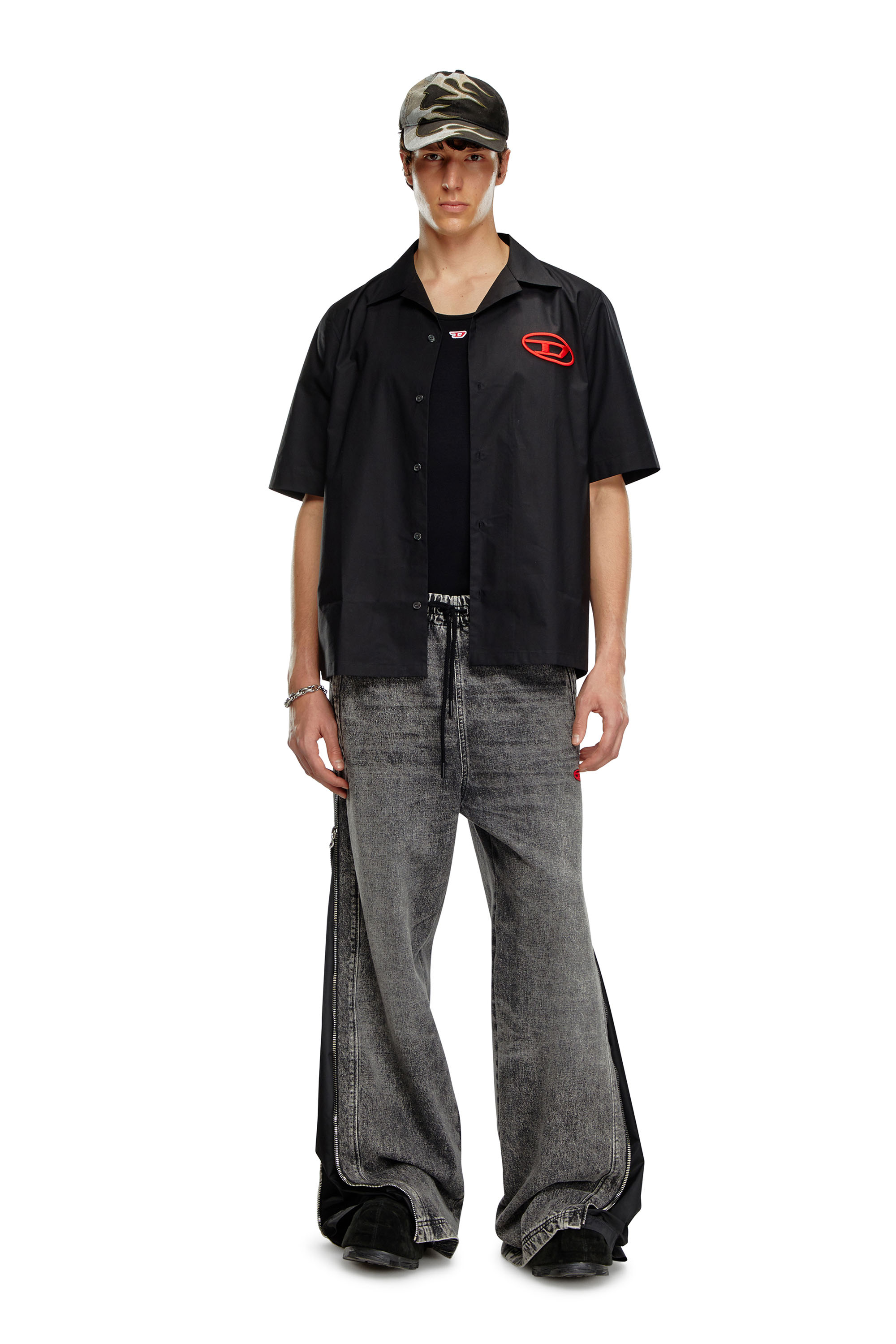 Diesel - S-MAC-C, Man's Bowling shirt with logo embroidery in Black - 2