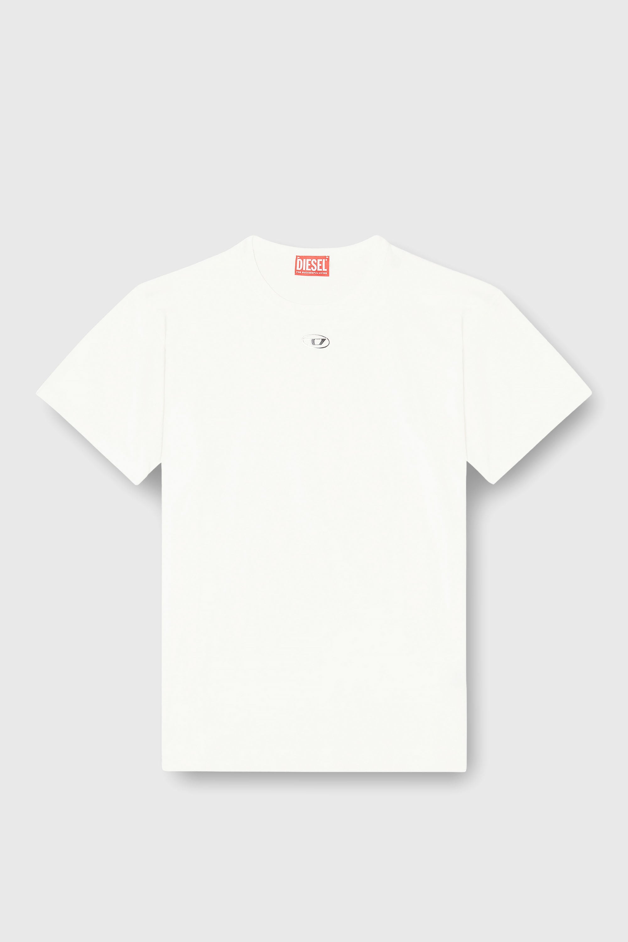 Diesel - T-NORMY-OD-S1, Woman's Cotton T-shirt with metallic Oval D in White - 2