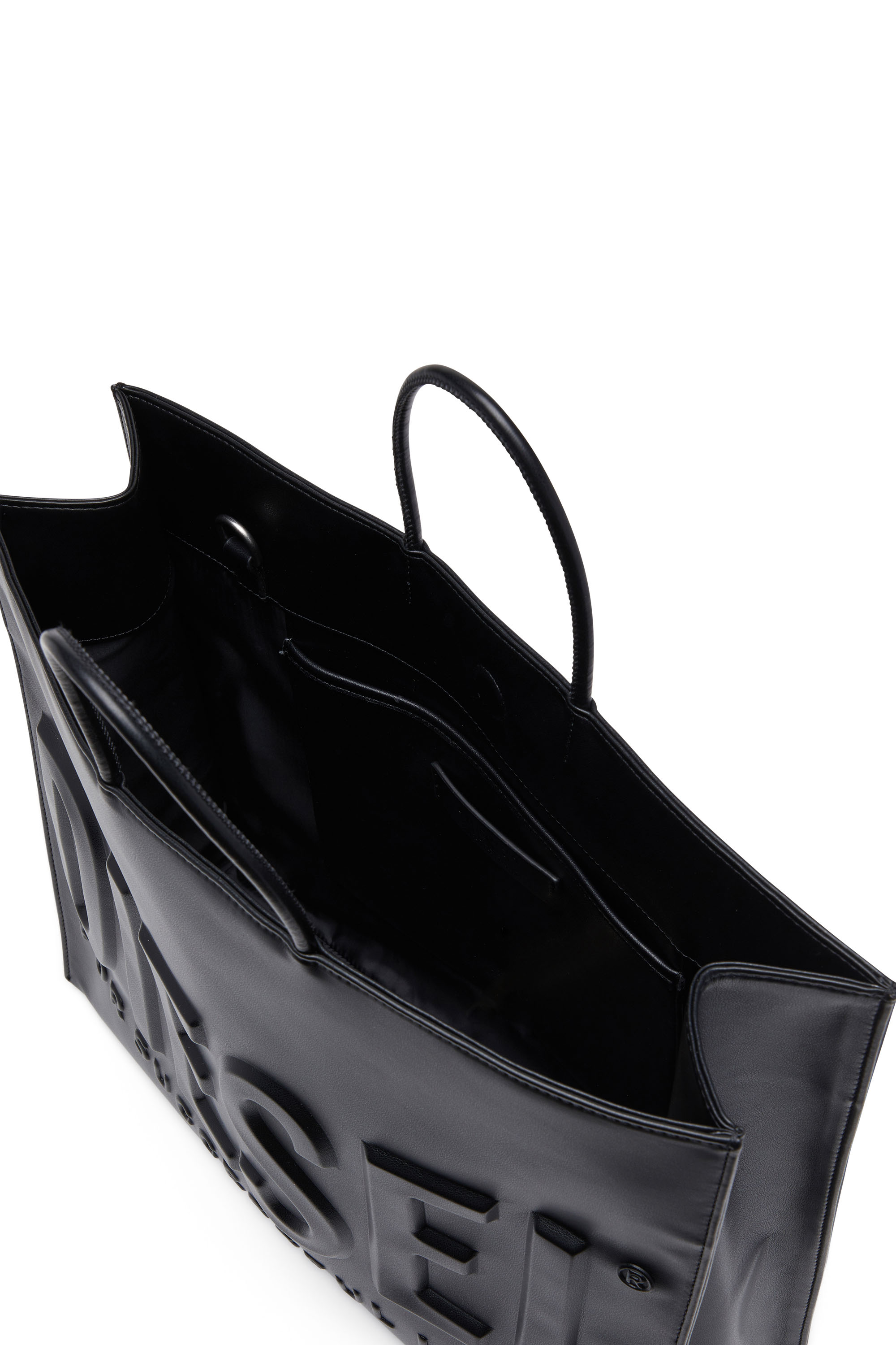 Diesel - DSL 3D TOTE EW X, Unisex Dsl 3D-Recycled PU tote bag with embossed logo in Black - Image 4