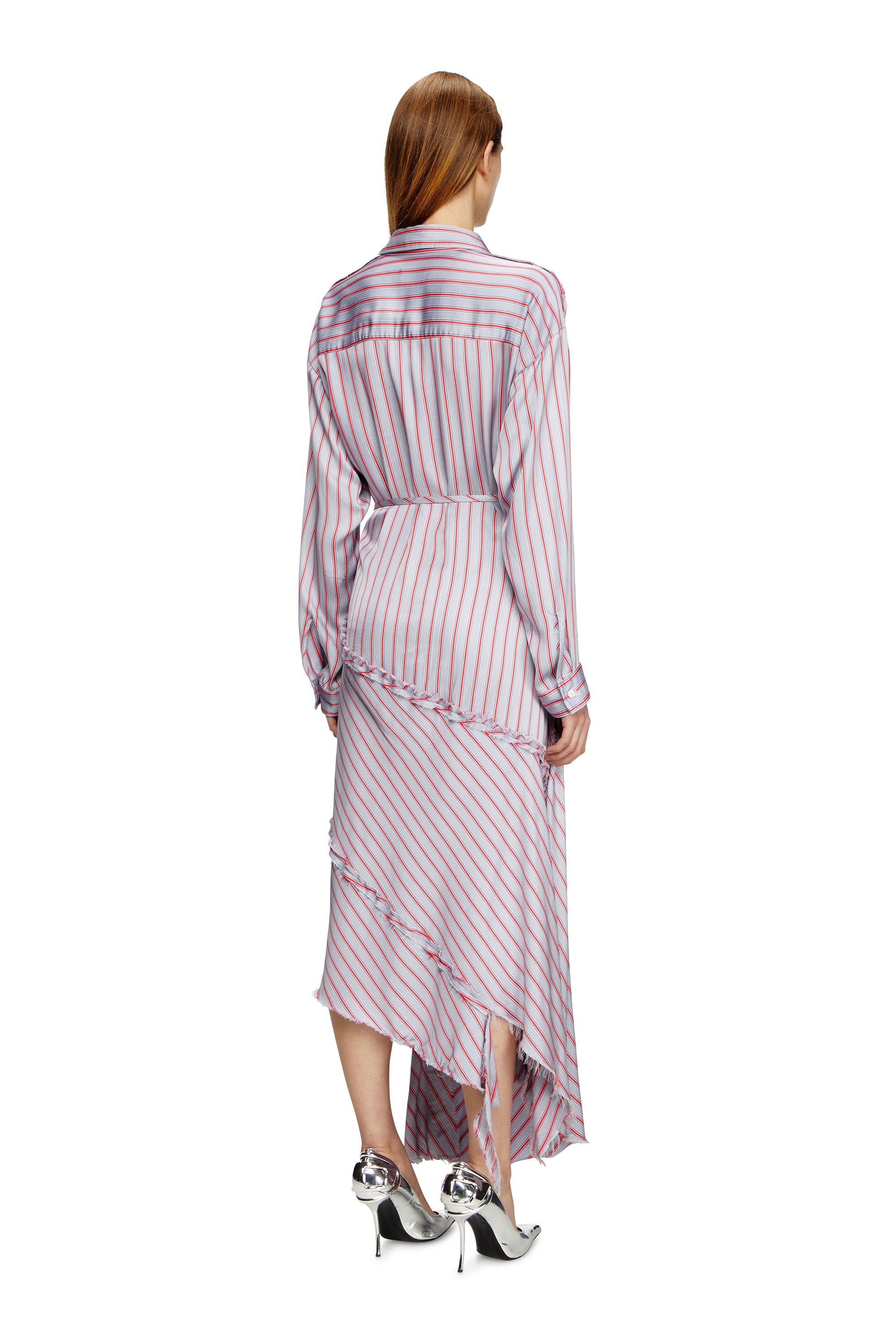 Diesel - D-RAVEN, Woman's Asymmetrical wrap shirt dress in Pink/Violet - 4