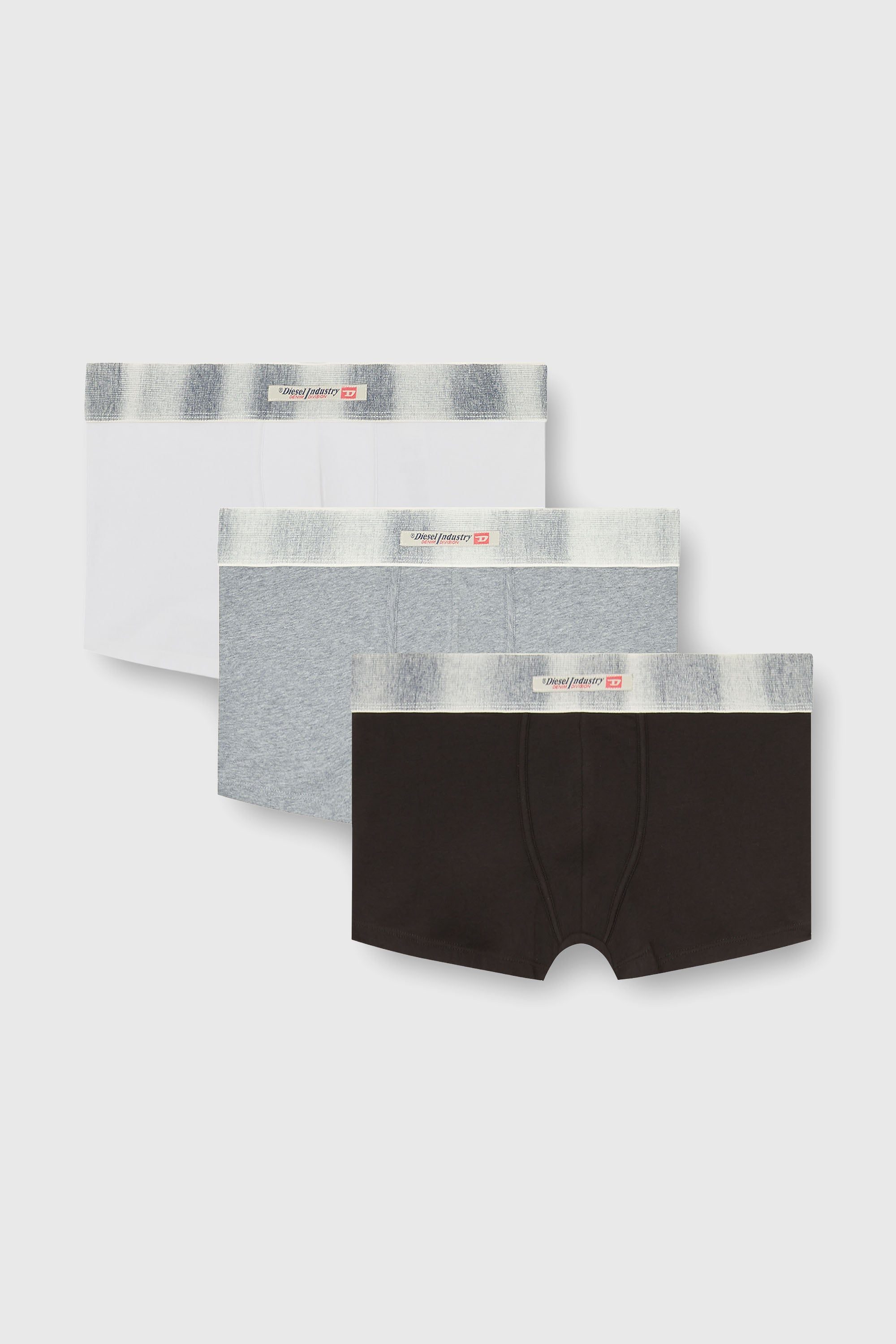 Diesel - DAMIEN-DNM-3PACK, Man's Three-pack of stretch cotton boxer briefs with satin waistband in Multicolor/Grey - 1