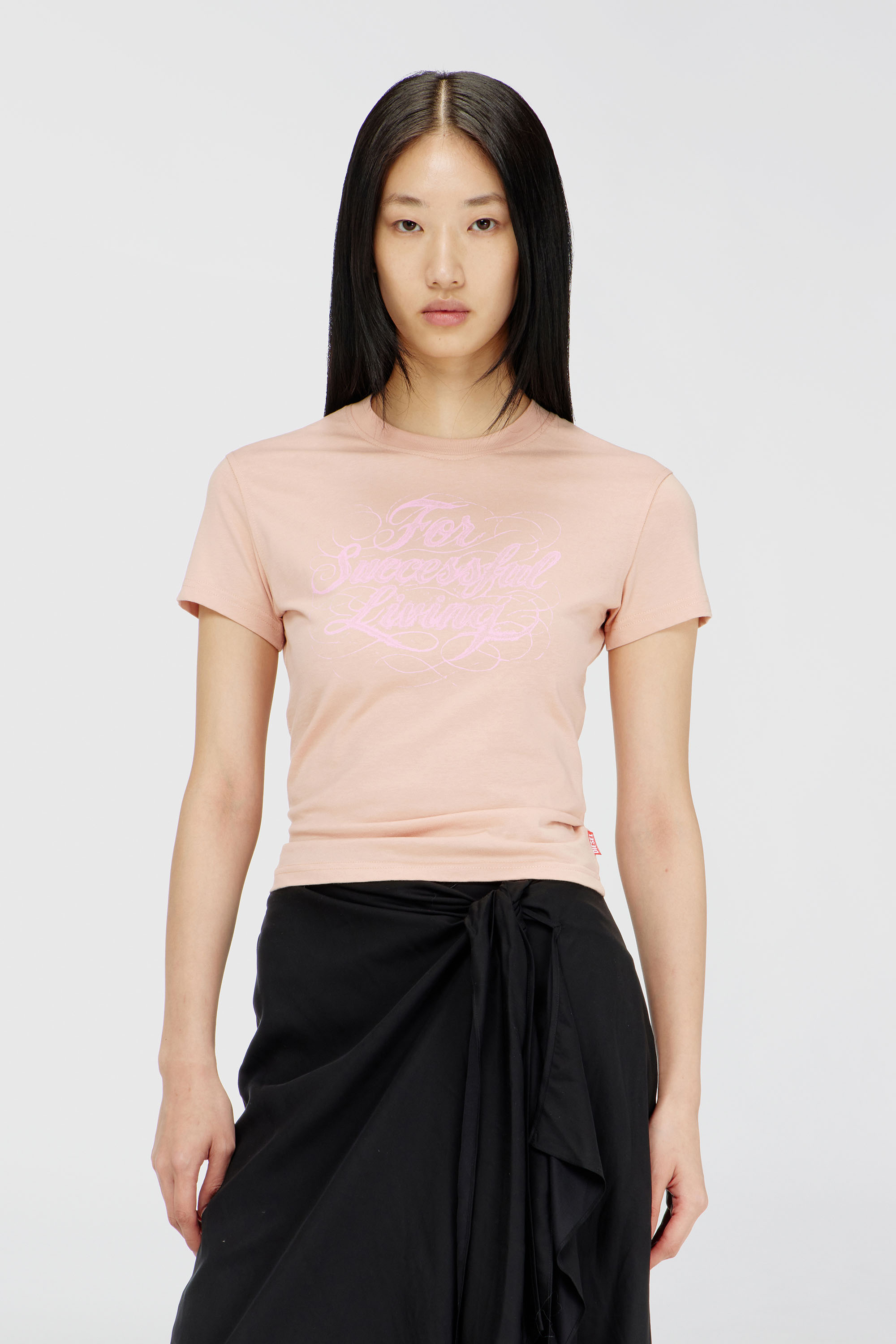 Diesel - T-ILA-AA4, Woman's T-shirt with logo print in Pink - 1