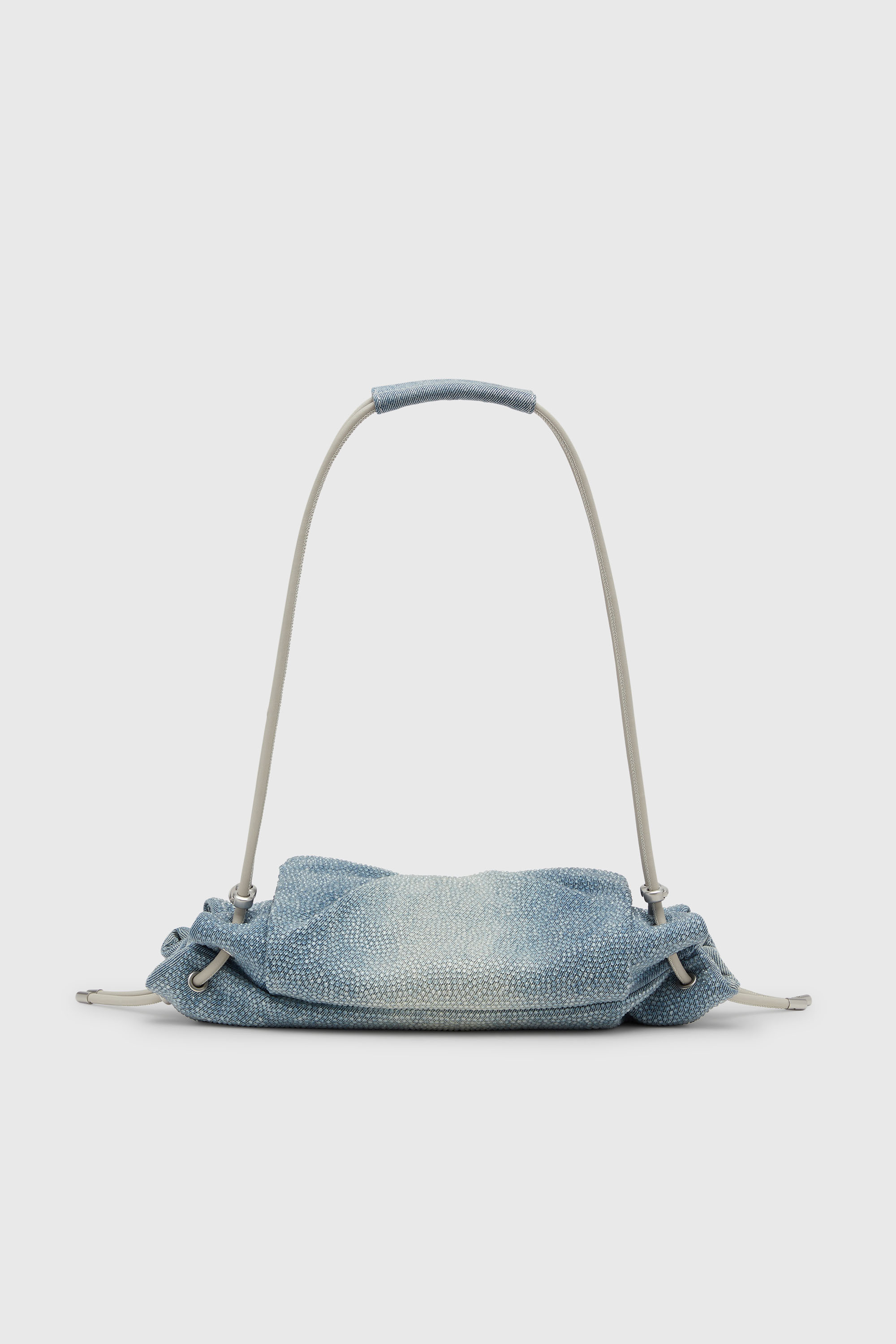 Diesel - SCRUNCH-D SHOULDER S, Woman's Scrunch-D - Shoulder bag in denim with transparent crystals in Blue - 3